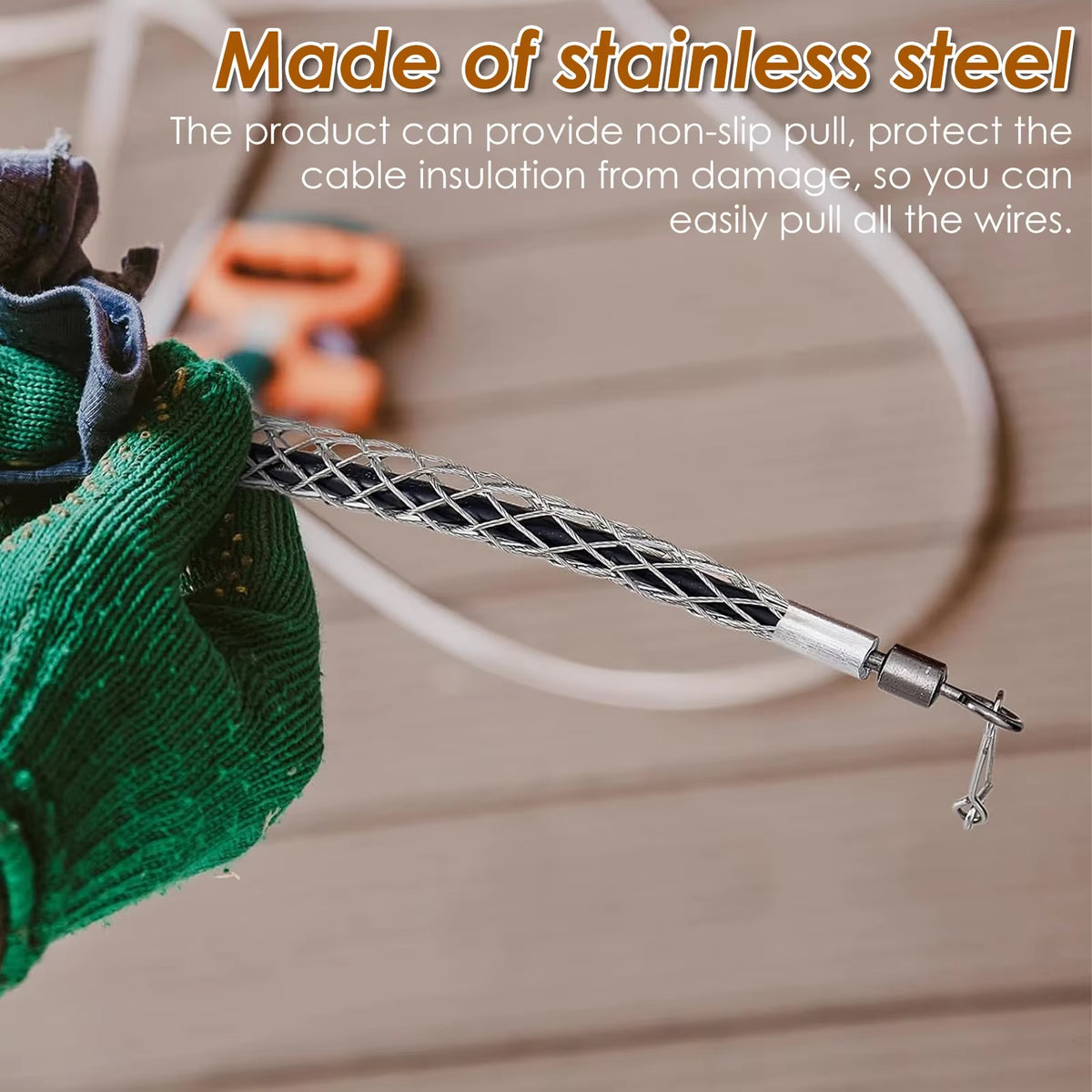Electrician Cable Pulling Grip, Stainless Steel Mesh Wire Sock 2-Pack