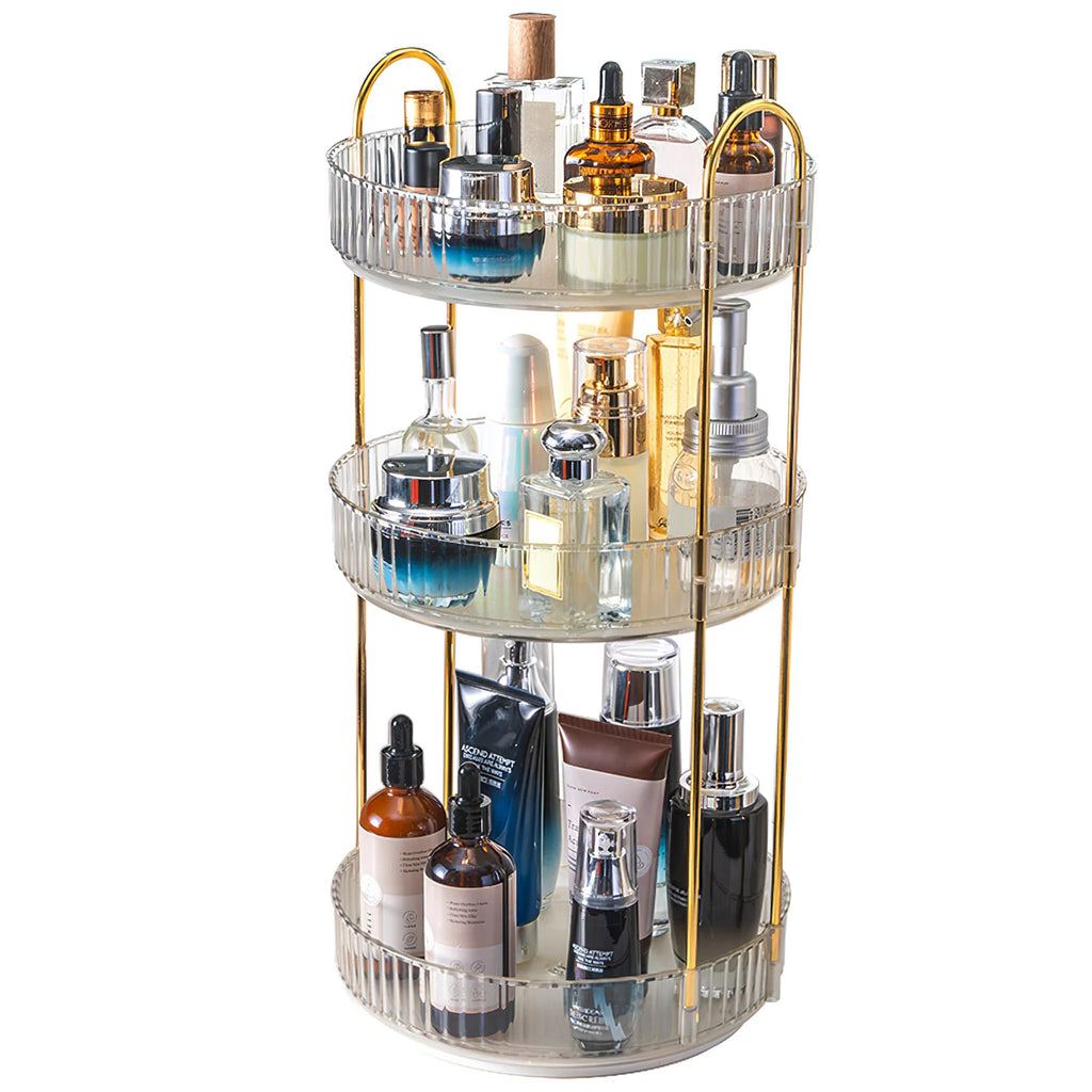 Rotating Makeup Organizer, 3 Tier 360 Degree Countertop Shelf – image 3