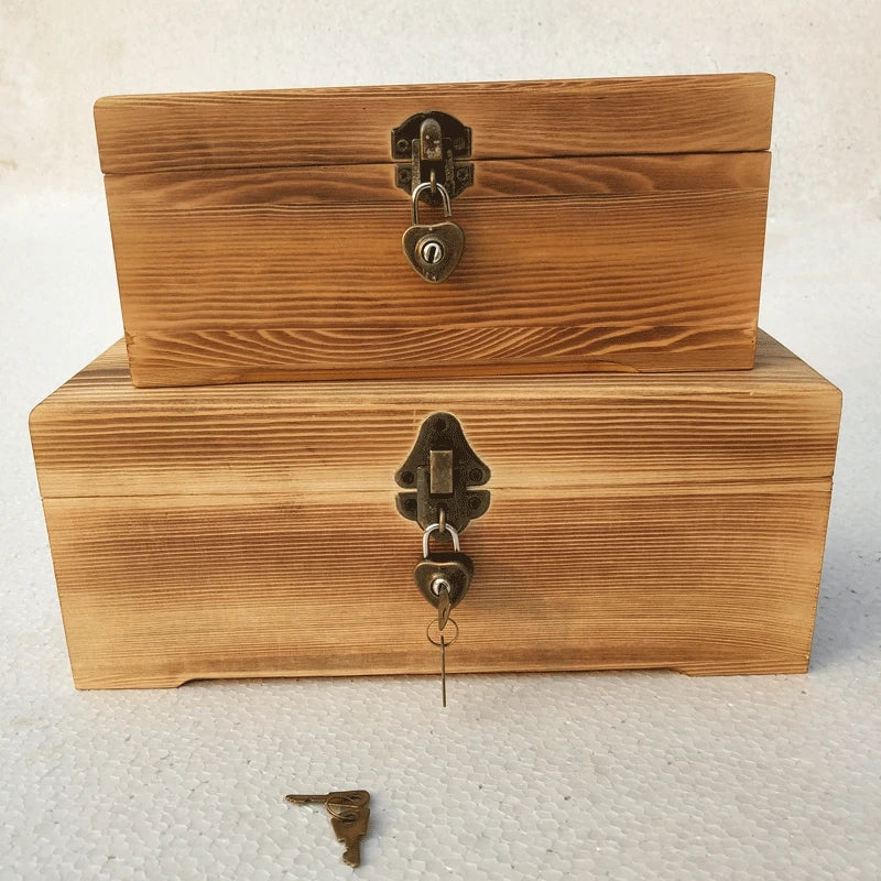 Pine Wood Keepsake Box with Lock Clasp Rectangular Gift Box – image 5