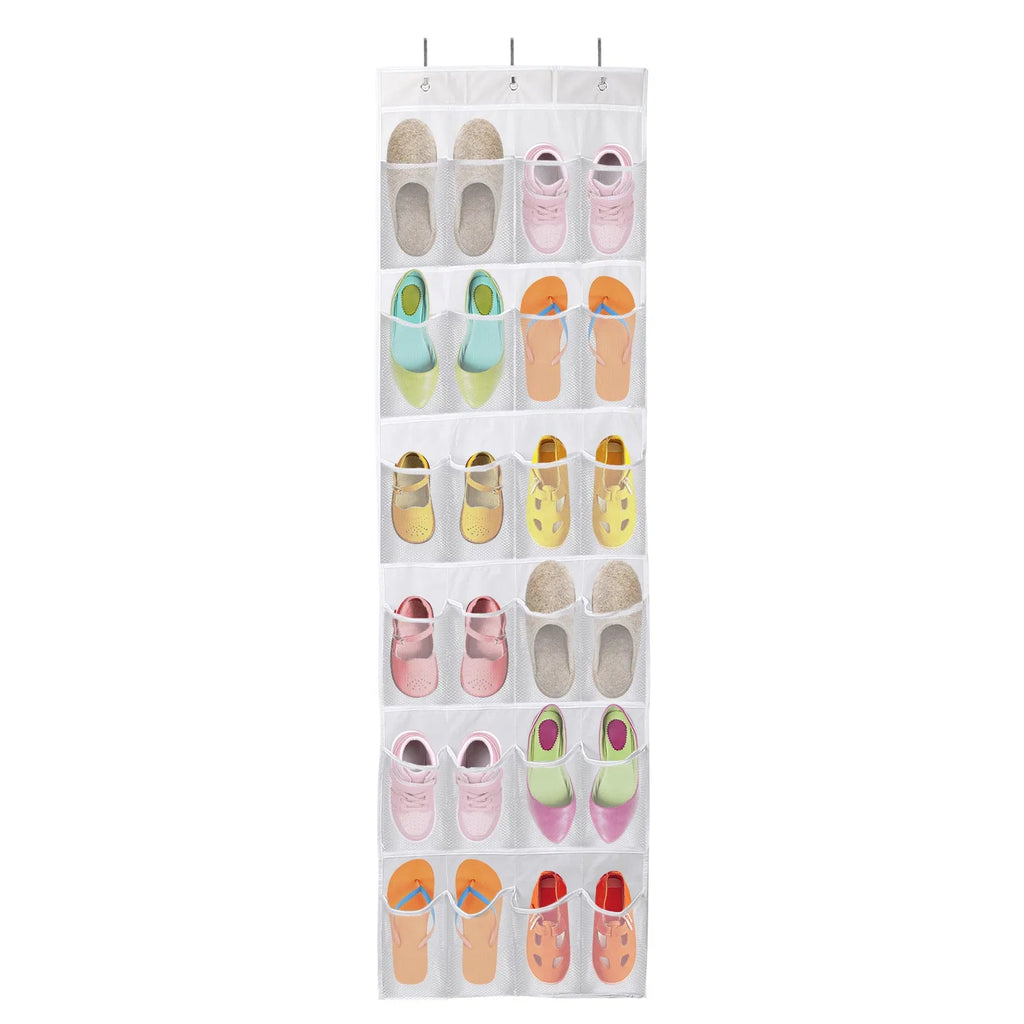 Over the Door Shoe Organizer - 24 Clear Pockets with Metal Hooks – image 8