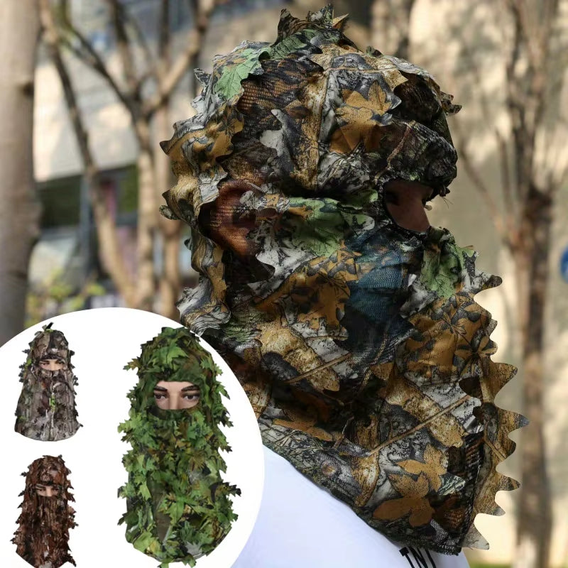 3D Leafy Camo Hunting Face Mask, Breathable Full Face Cover