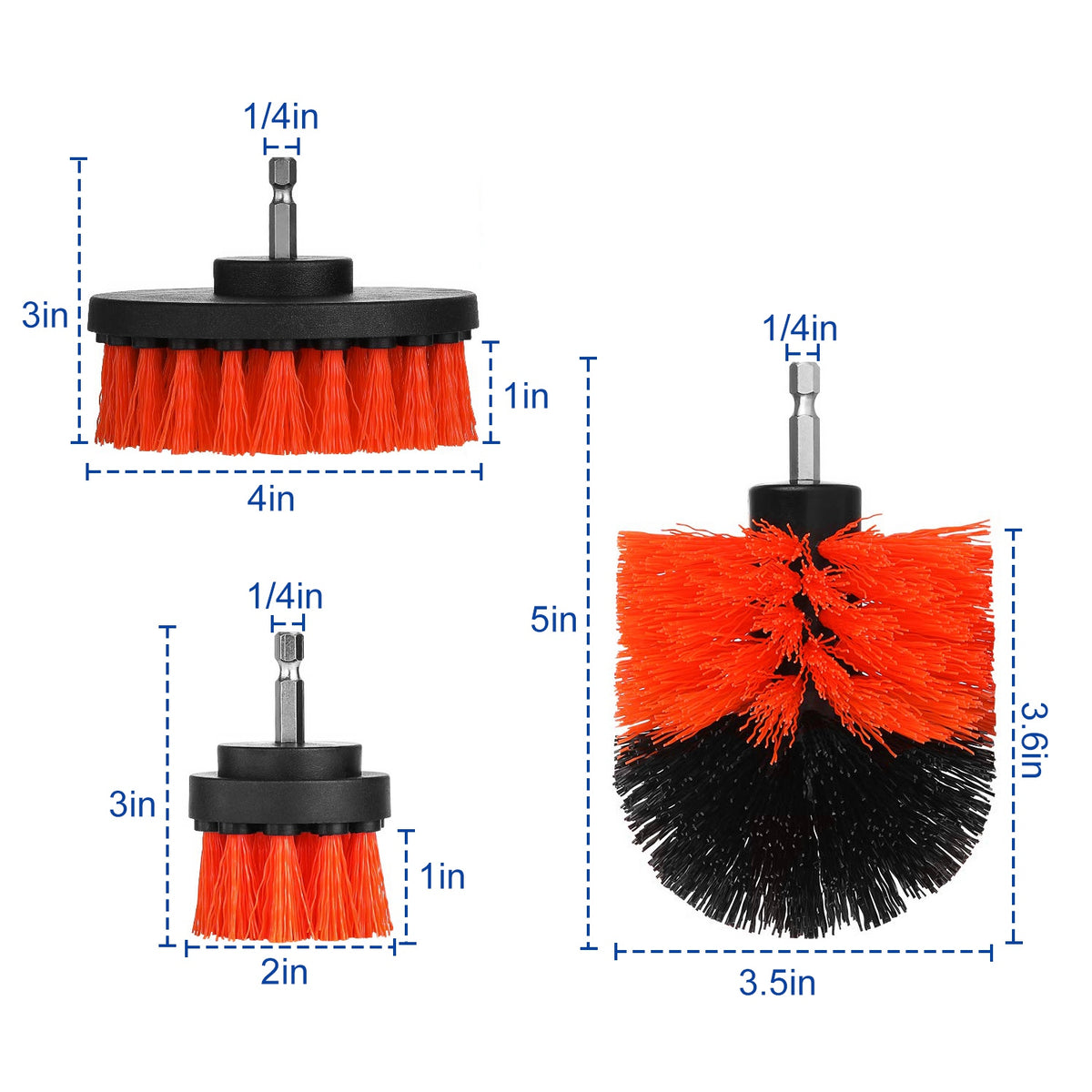 Drill Brush Attachment Set – 3 Pc Power Scrubber Cleaning Brushes – image 10