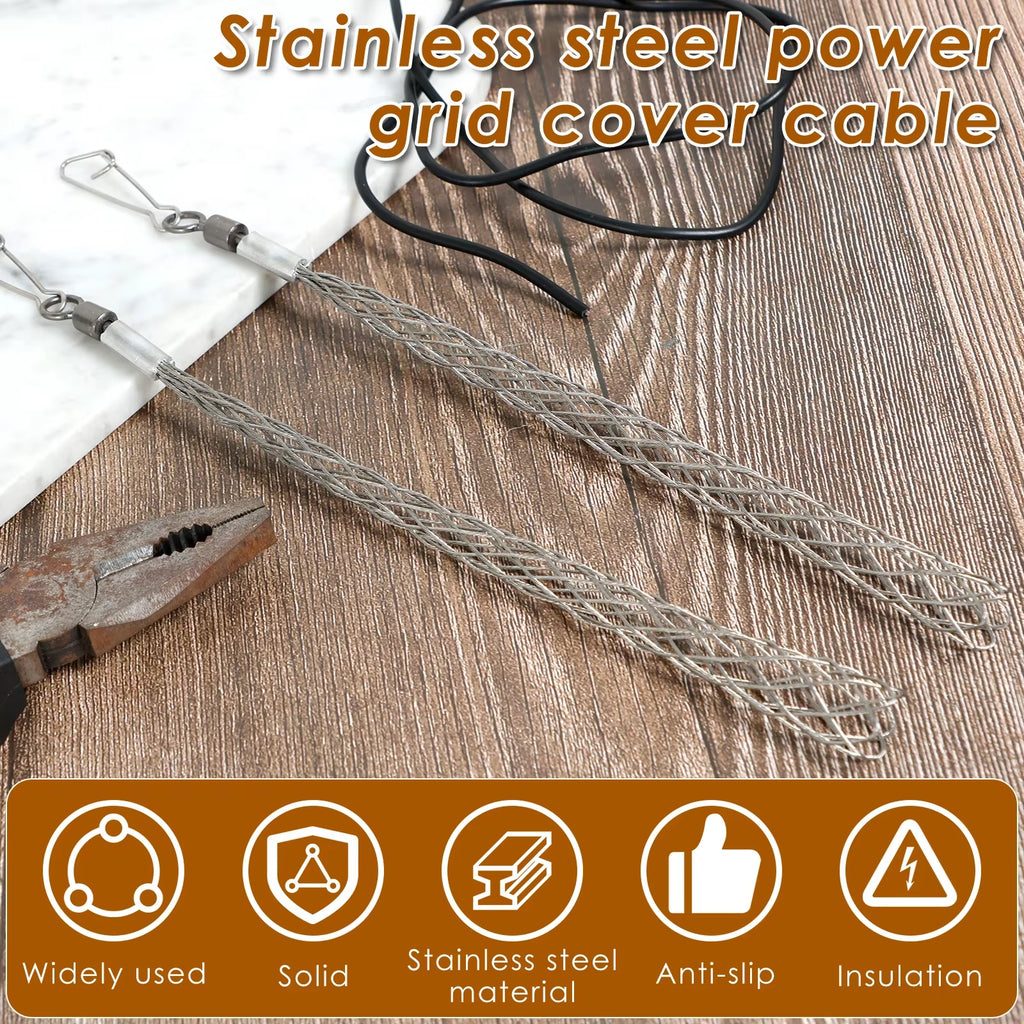 Electrician Cable Pulling Grip, Stainless Steel Mesh Wire Sock 2-Pack