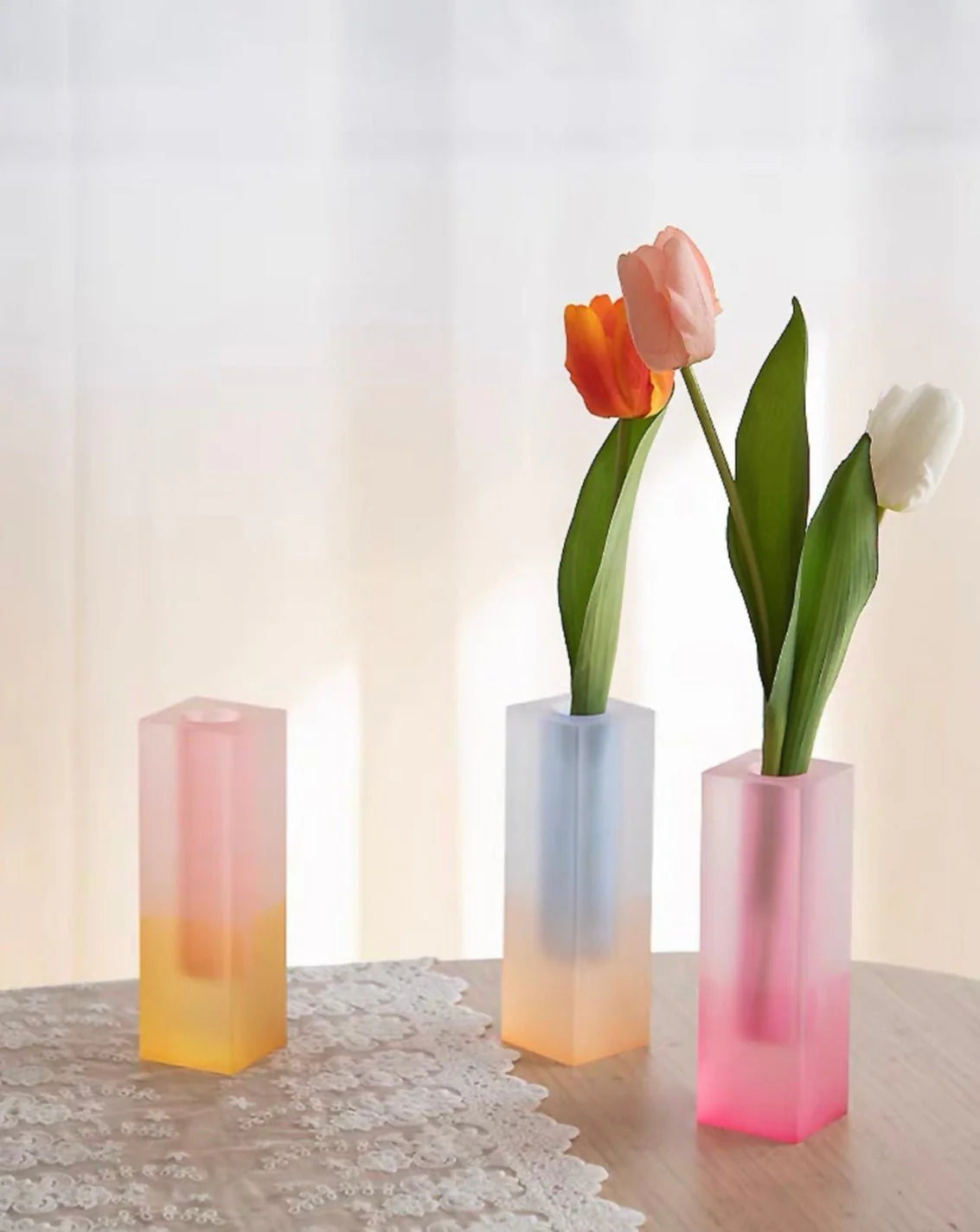 Decorative Vase - Iridescent Acrylic Pillar Flower Vase – image 3