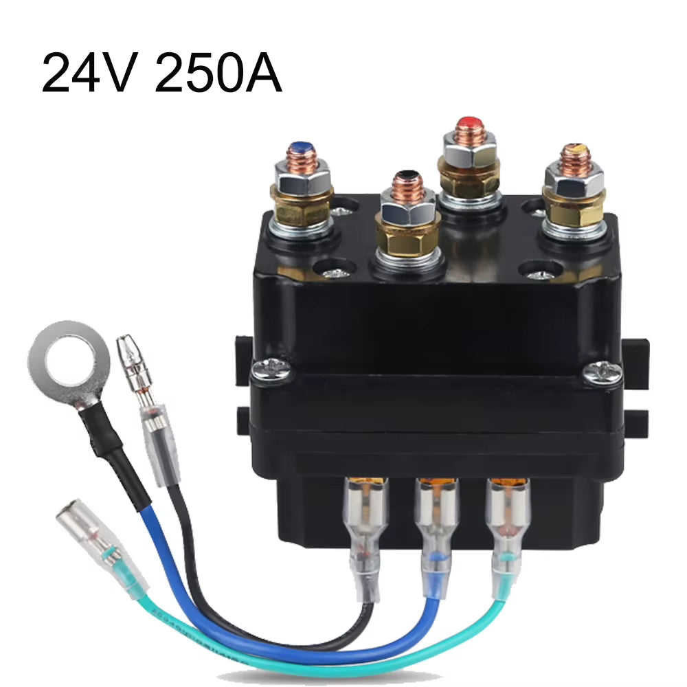 Winch Solenoid Relay Contactor 250A for ATV & UTV Winches, 12V or 24V