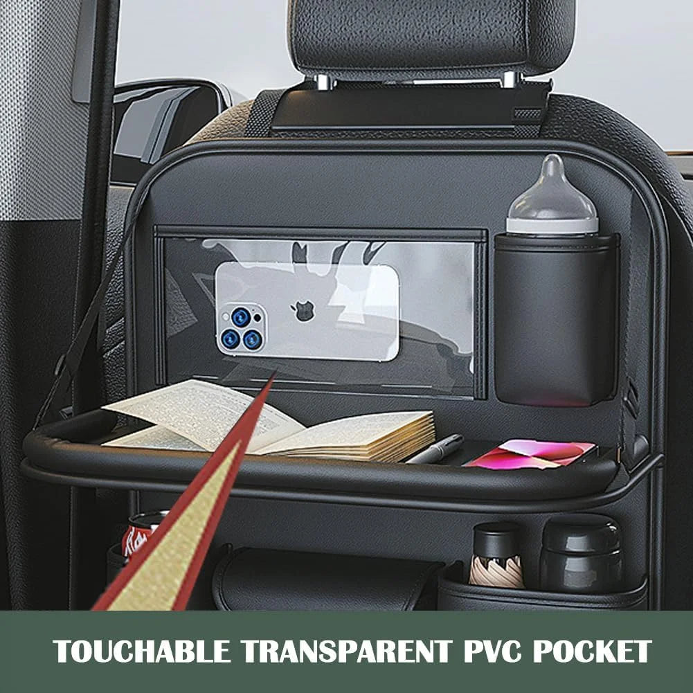 Backseat Organizer with Fold-Down Tray - PU Leather Kick Guard – image 5