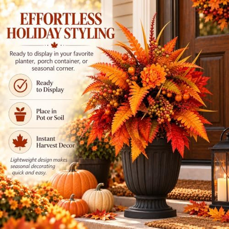 Fall Harvest Floral Garden Stake, Artificial Flowers with Stand, 2 Pc – image 7