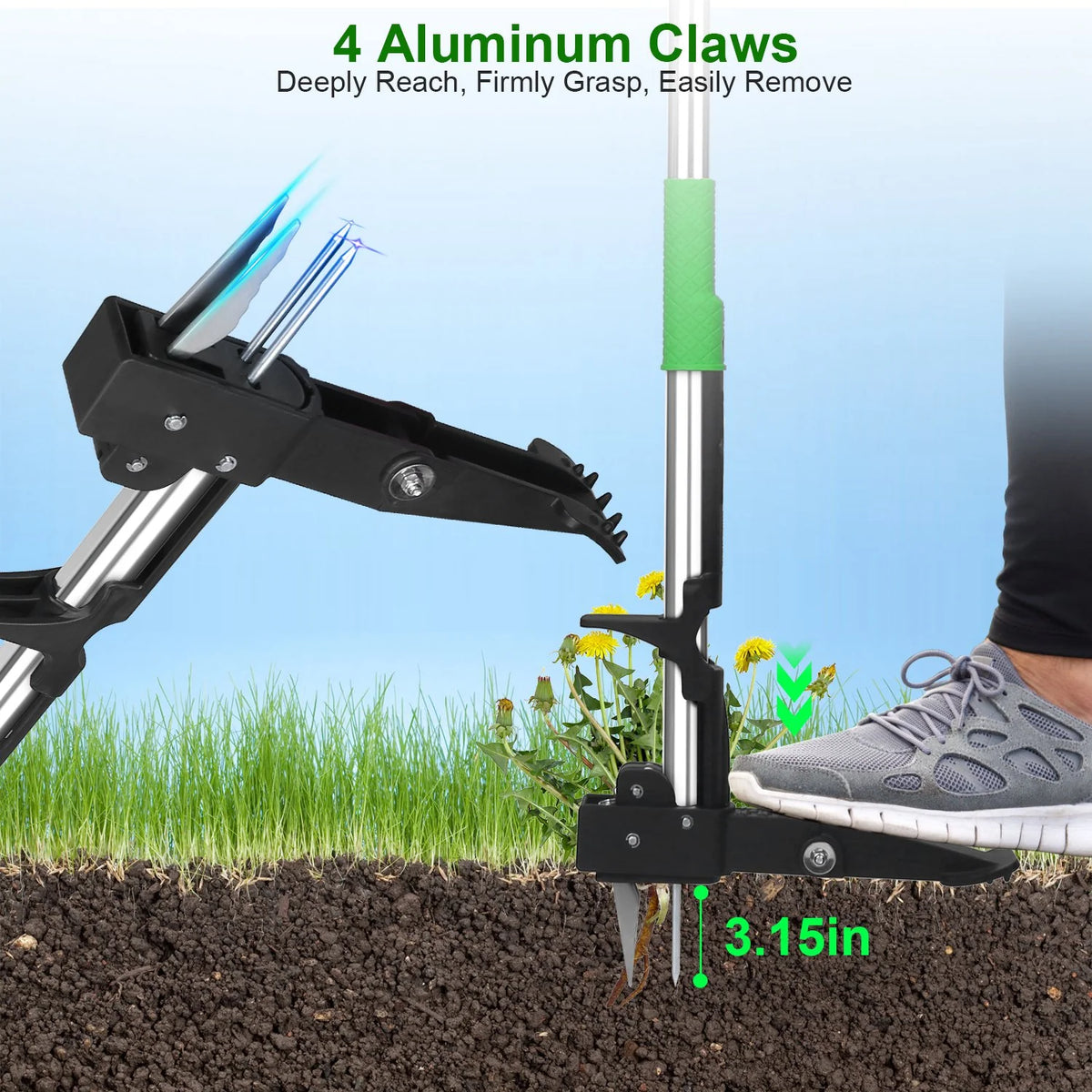 Stand Up Weed Puller - Aluminum Weeder Tool with 4 Claws – image 4