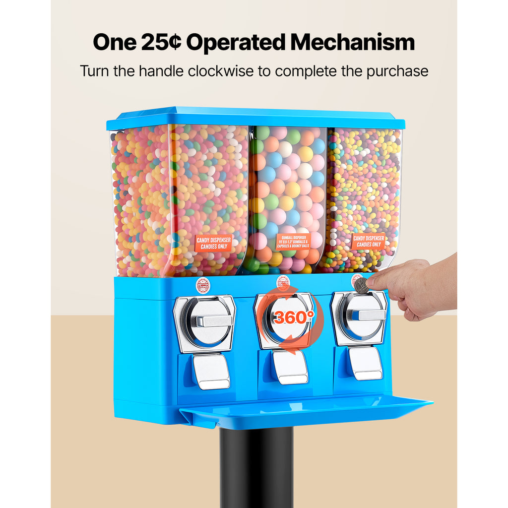 Triple Compartment Candy Vending Machine with Stand and Cash Box – image 5