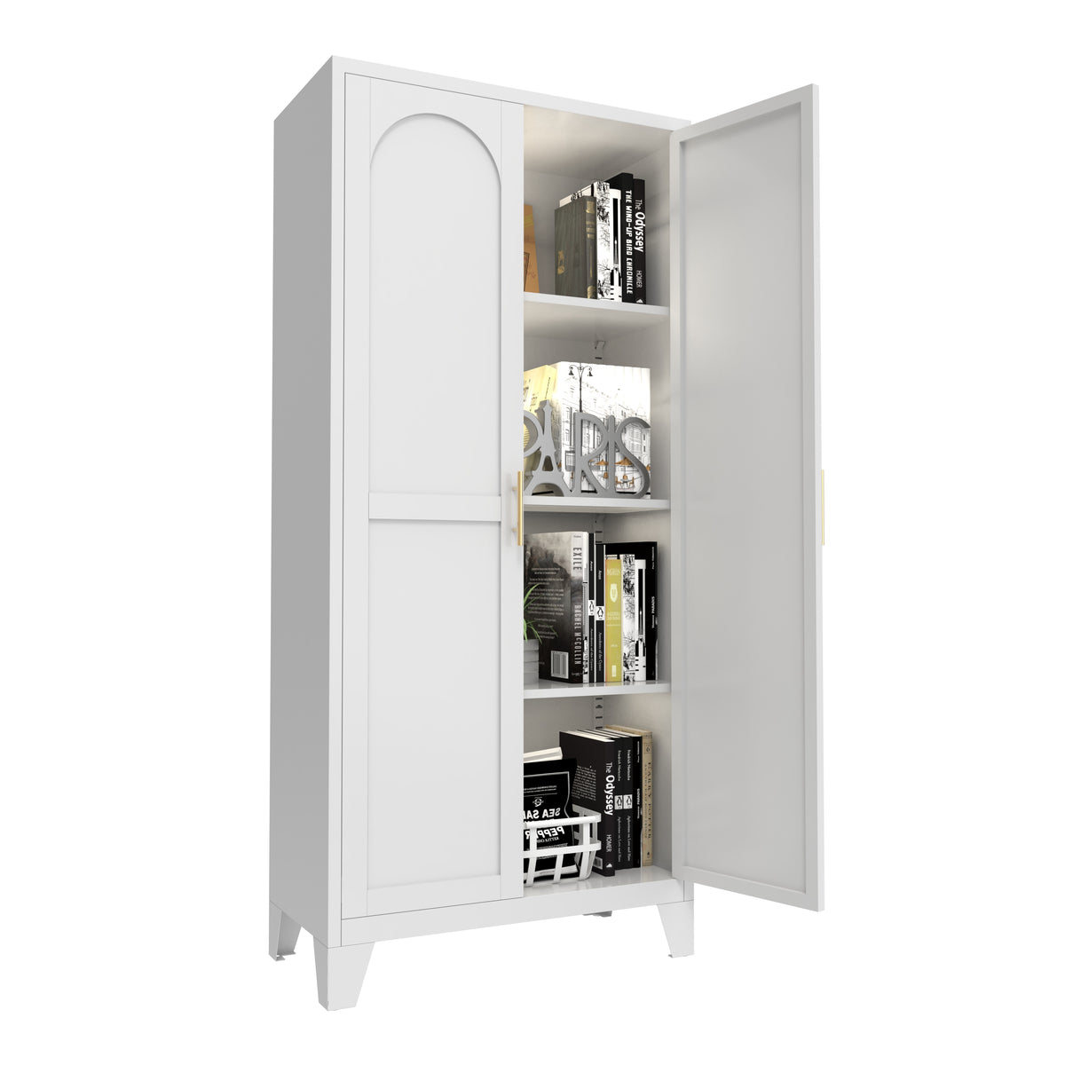 61 in Metal Storage Cabinet with Doors and Adjustable Shelves, White – image 8