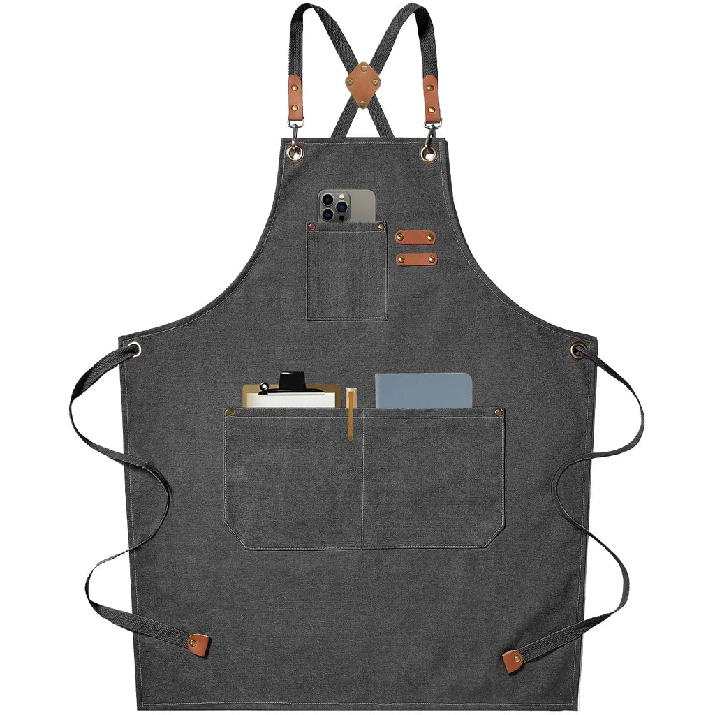Canvas Work Apron – Cotton Shop and Grill Apron, Unisex