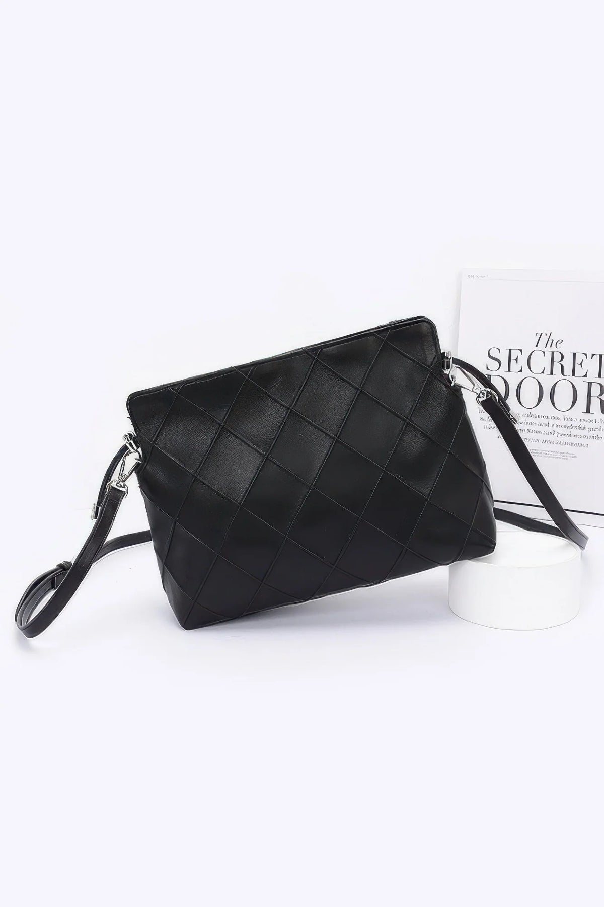 Quilted Faux Leather Bucket Crossbody Bag – image 1