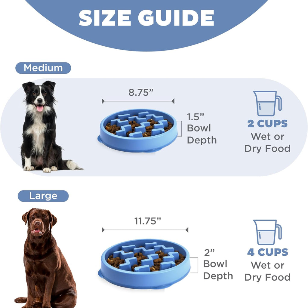 Slow Feeder Dog Bowl – 2 Cup Non-Slip, Blue – image 5
