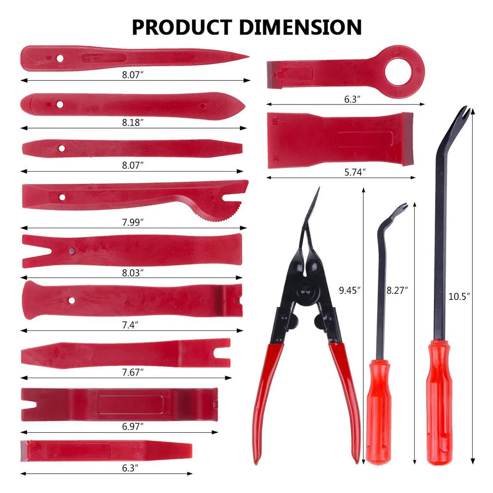 Trim Removal Tool Kit, 19-Piece Auto Panel, Clip and Stereo Tools – image 5