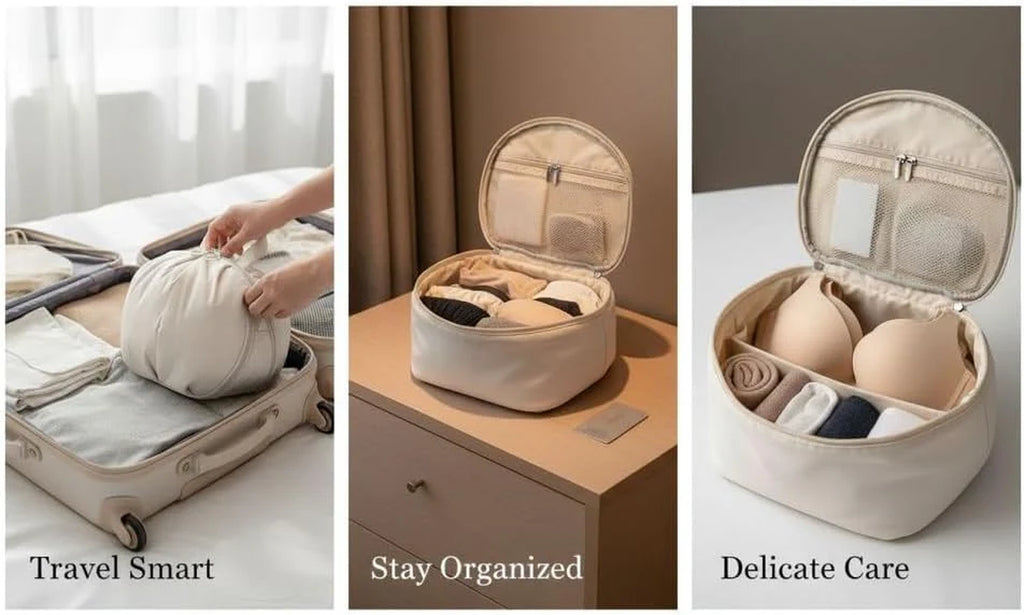 Lingerie Storage Bags 2 Pcs – Round Oxford Cloth Travel Organizers – image 3