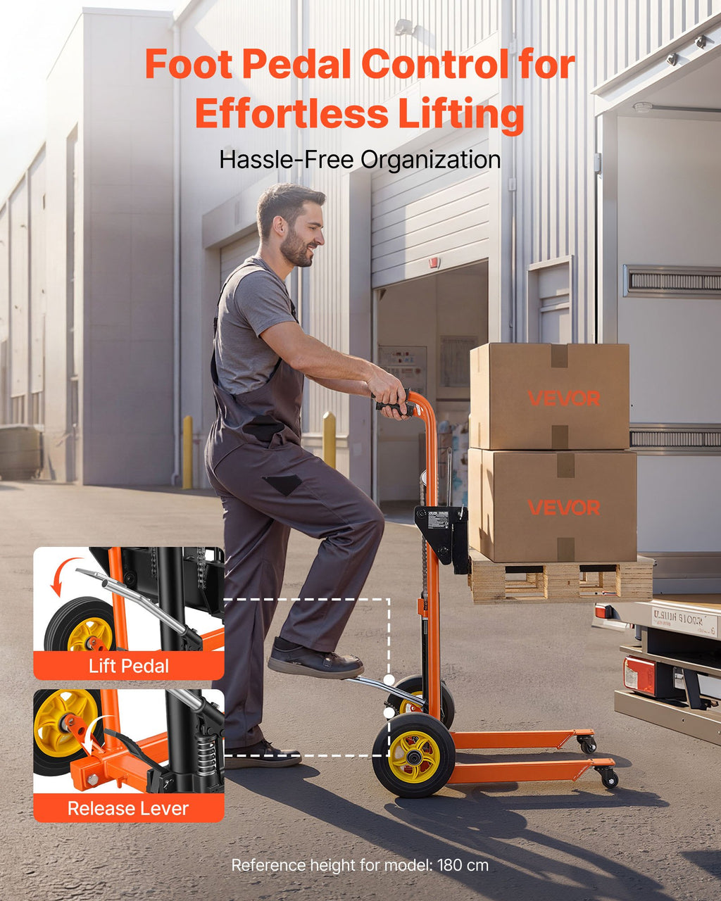 Material Lift Stacker 450 lb, Hydraulic Winch Lift to 35.4 in – image 4