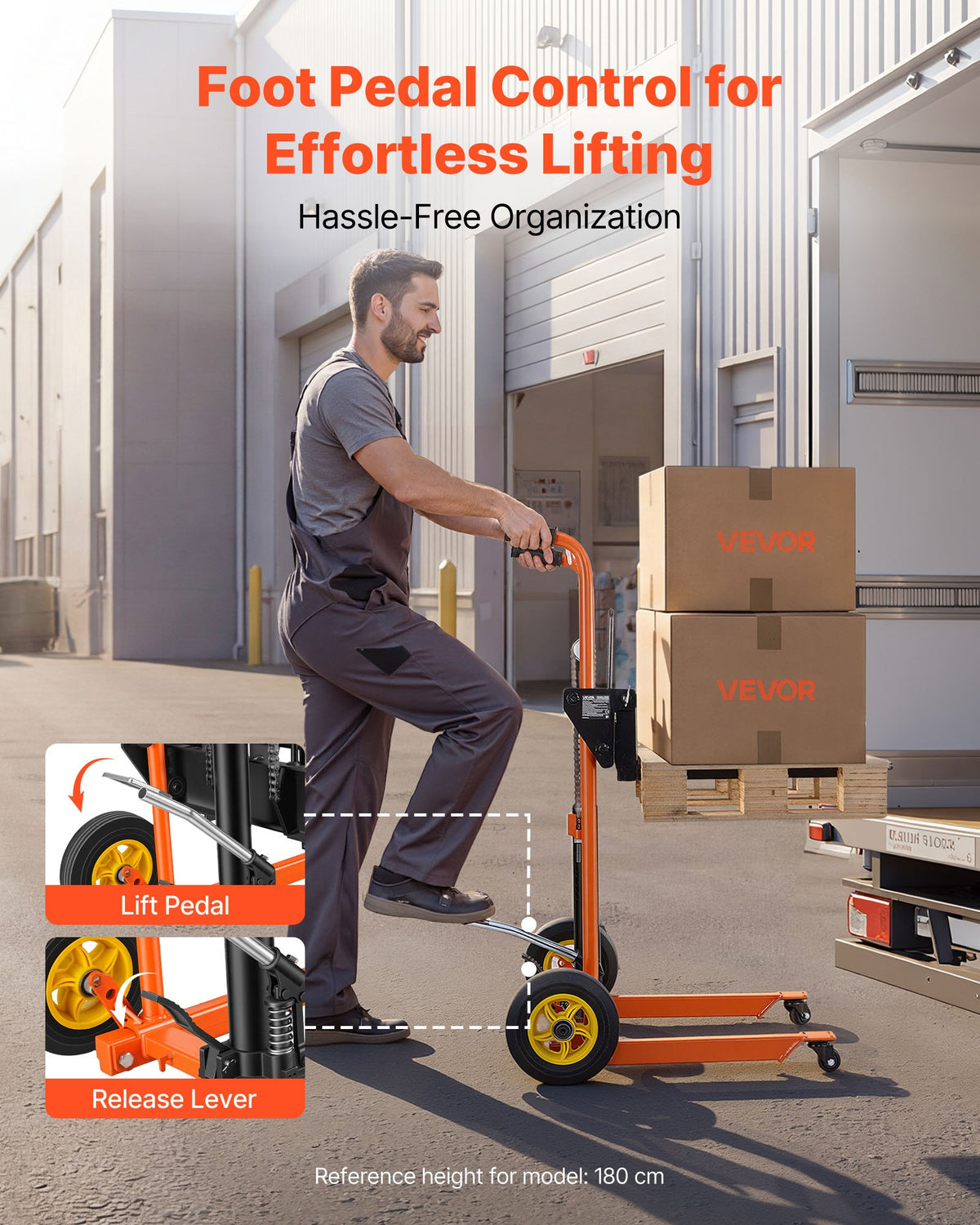 Material Lift Stacker 450 lb, Hydraulic Winch Lift to 35.4 in – image 4