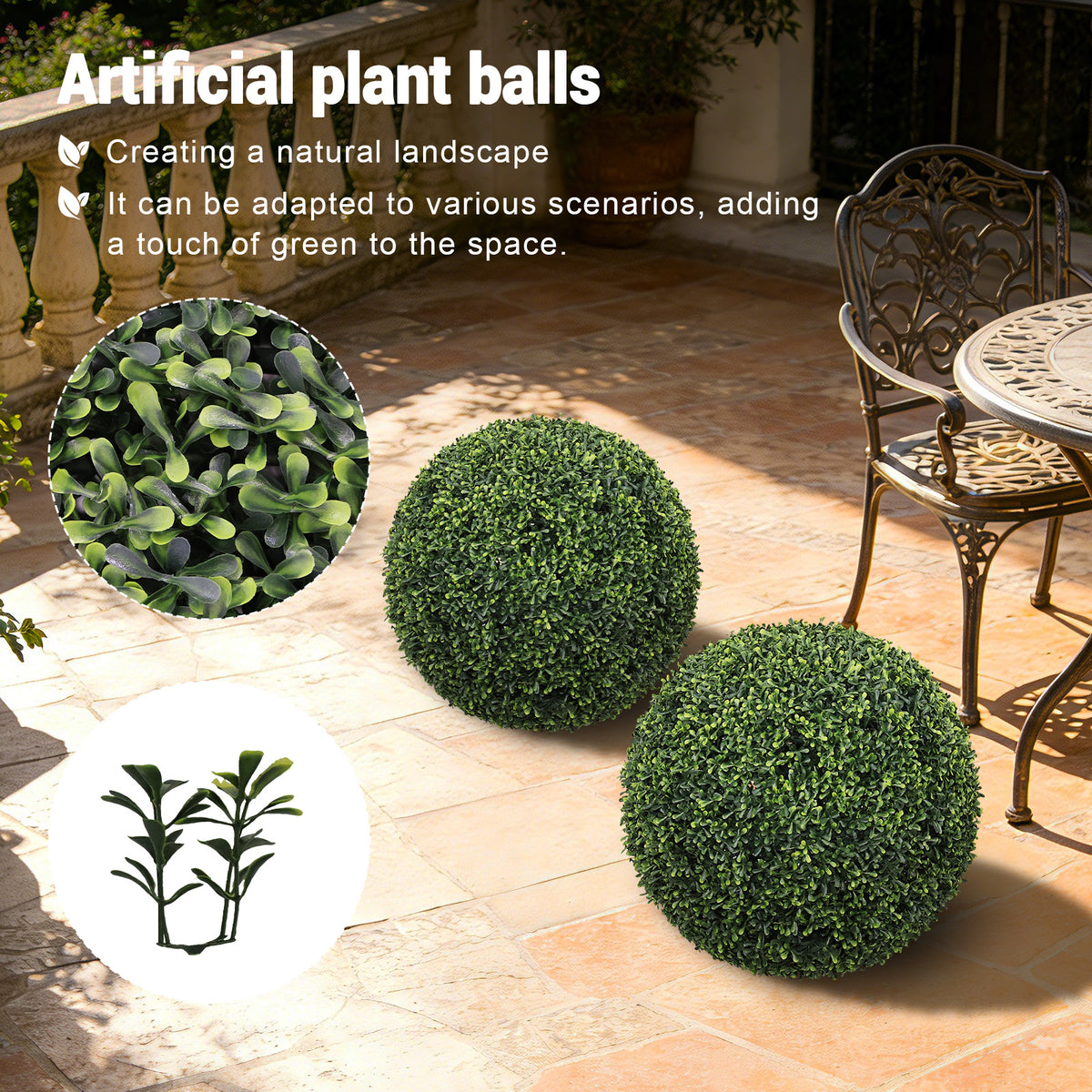 Artificial Boxwood Topiary Balls 2 Pack, 18.5 in Outdoor Decor – image 5