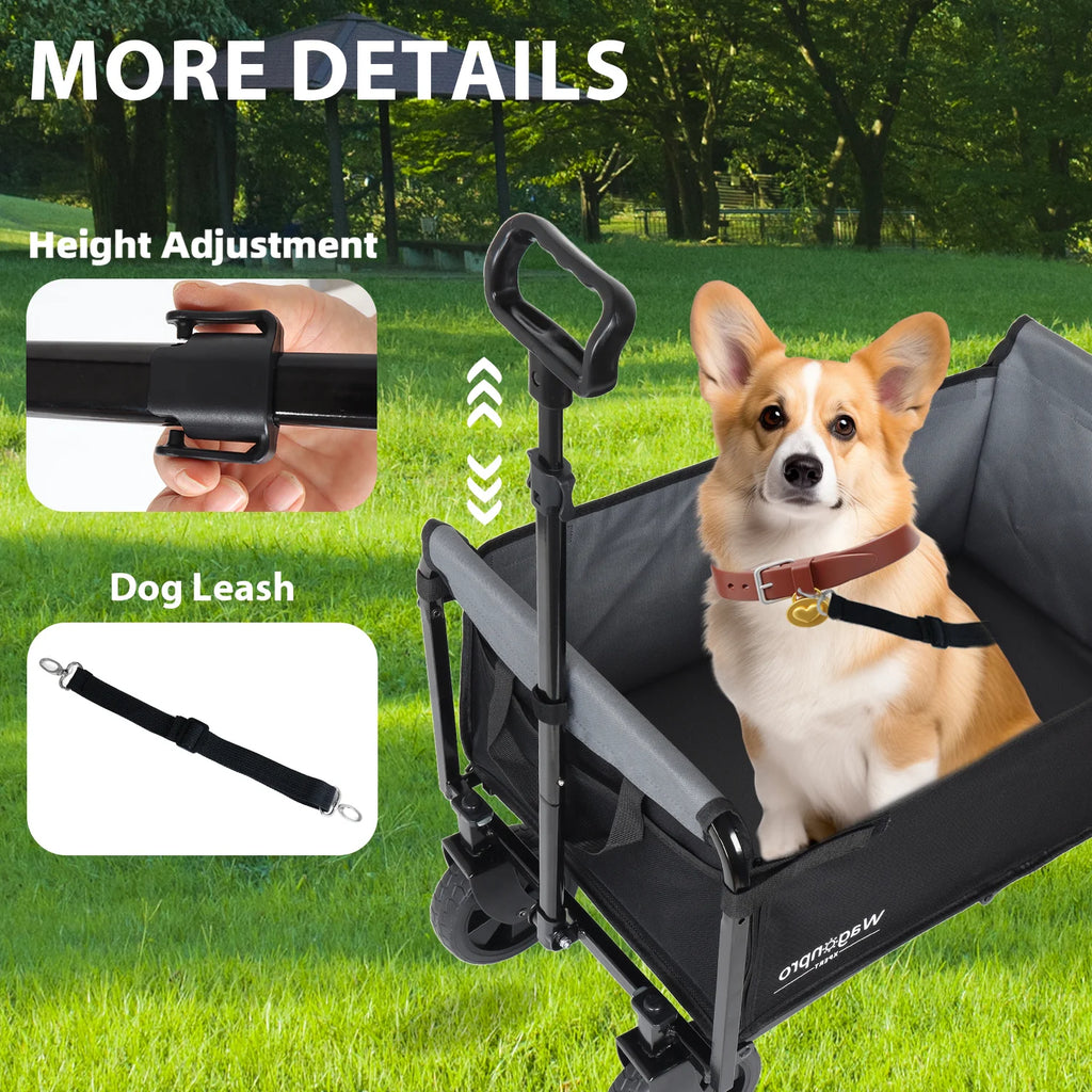 Collapsible Wagon with Wheels, 3-in-1 Folding Utility Cart, 220 lb – image 2