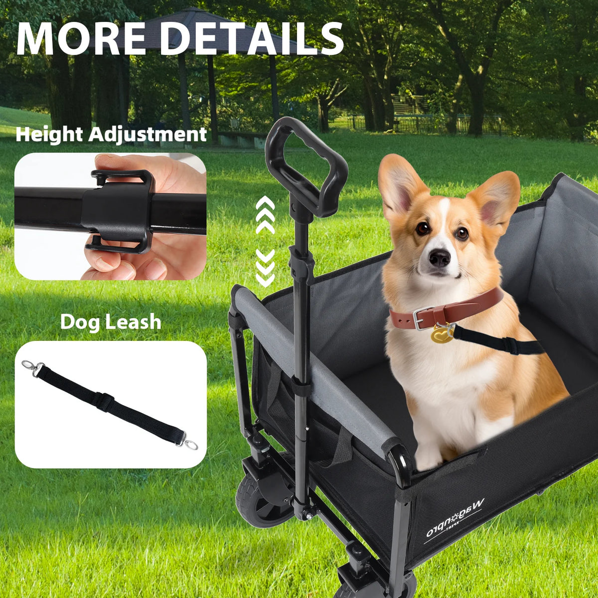 Collapsible Wagon with Wheels, 3-in-1 Folding Utility Cart, 220 lb – image 2