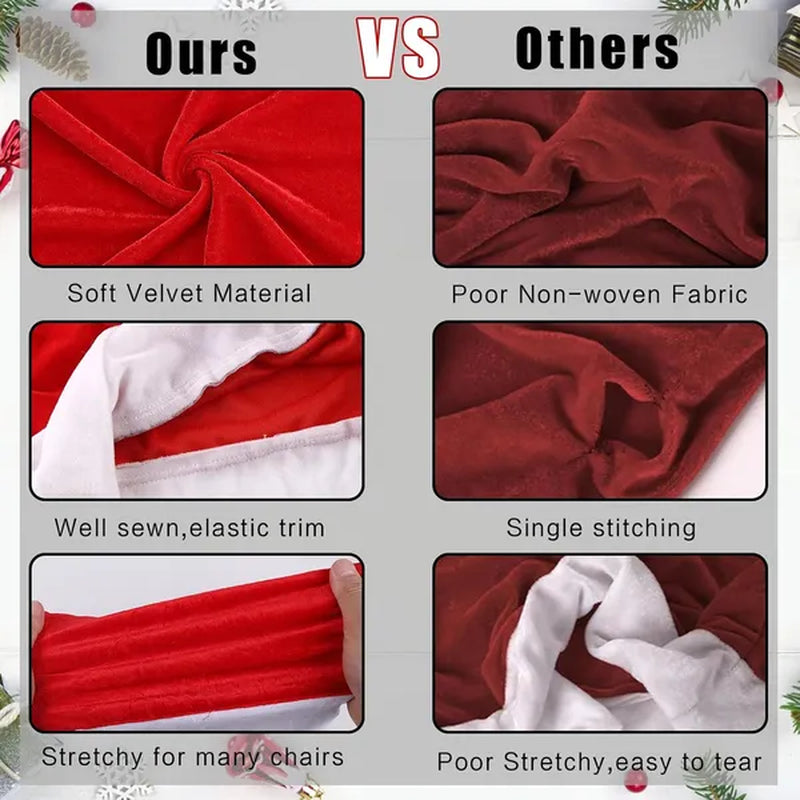 Santa Hat Christmas Chair Covers Set of 4 Red Dining Chair Back – image 5