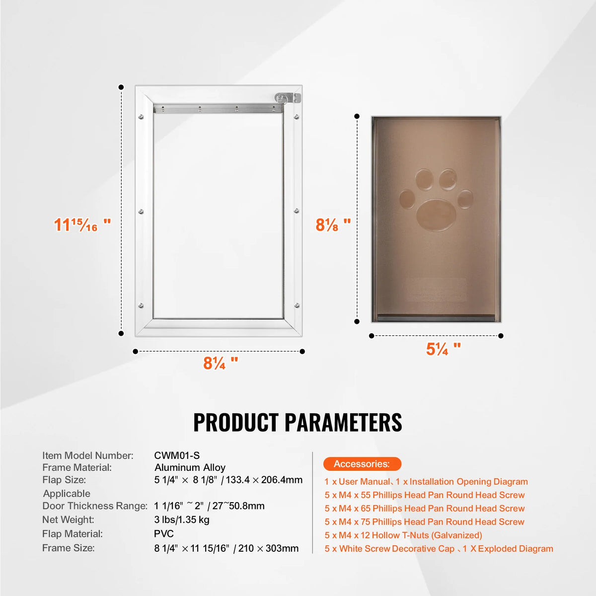 Pet Door with Aluminum Frame and Lock, Weatherproof Flap, Small – image 7