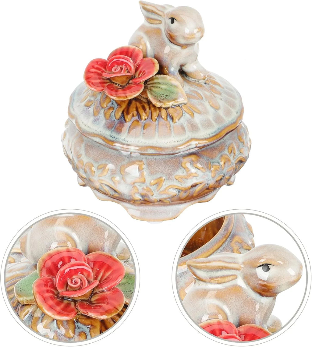 Ceramic Jewelry Box with Ring Tray, Small Charm & Necklace Case – image 6