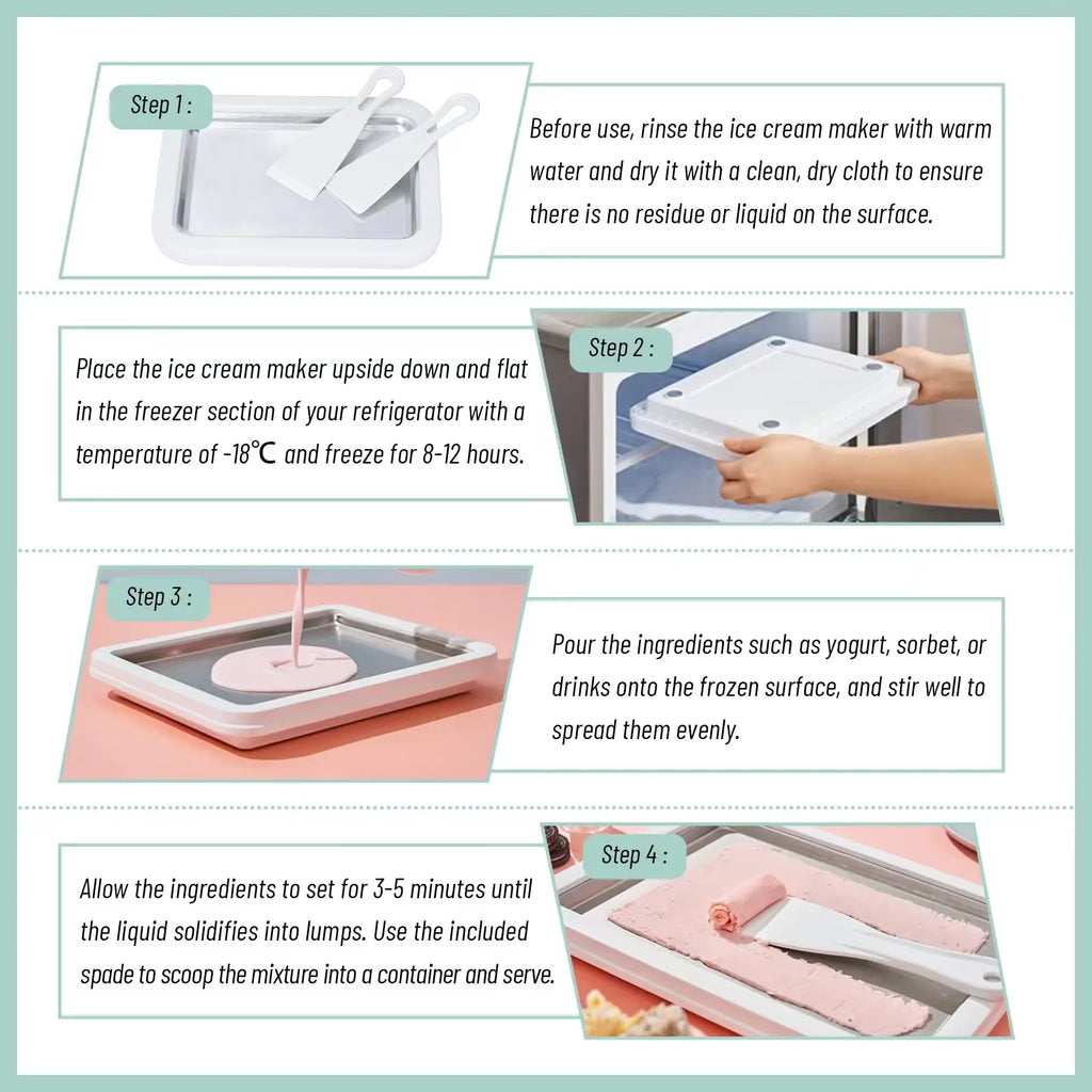 Rolled Ice Cream Maker Pan - DIY Frozen Yogurt Cold Plate