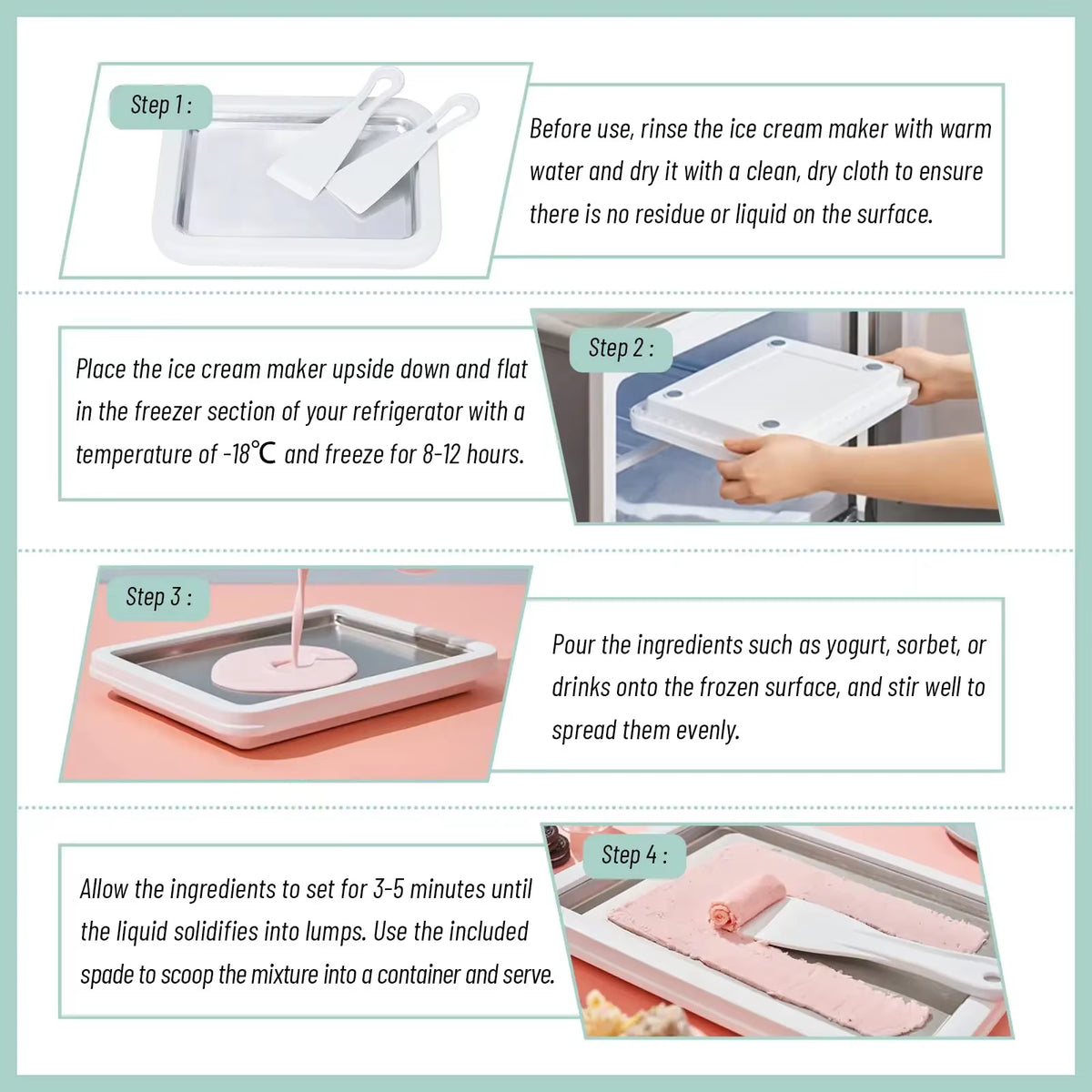 Rolled Ice Cream Maker Pan - DIY Frozen Yogurt Cold Plate