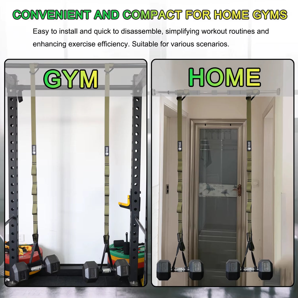 Dumbbell Spotter Straps Adjustable for Rack or Pull Up Bar, Green – image 7