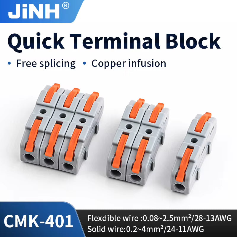 Electrician Inline Lever Wire Connectors 20 Pack - Compact Splicing, 28-11 AWG