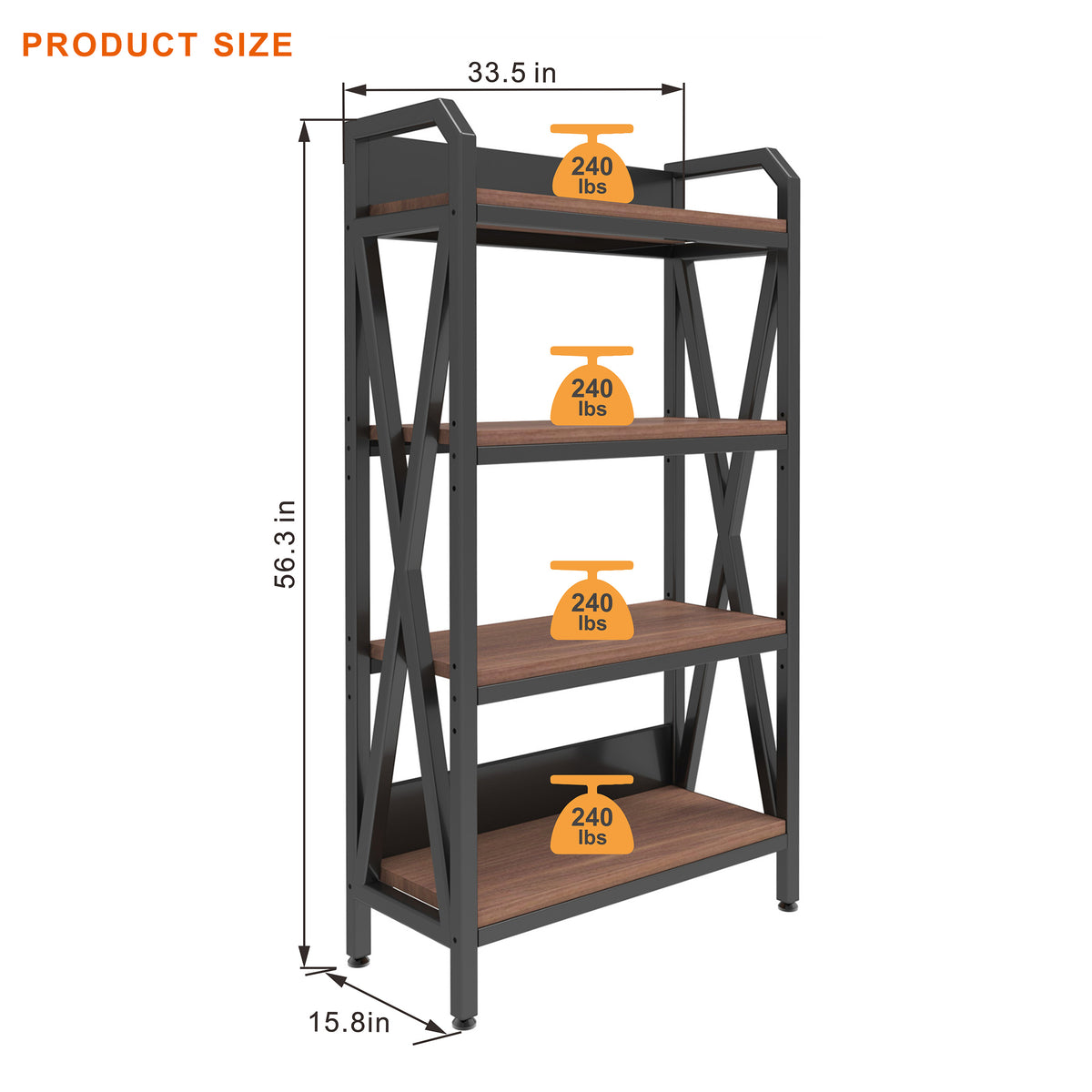 Bakers Rack, 4-Tier Metal and Wood Kitchen Storage Shelf, 56 in – image 9