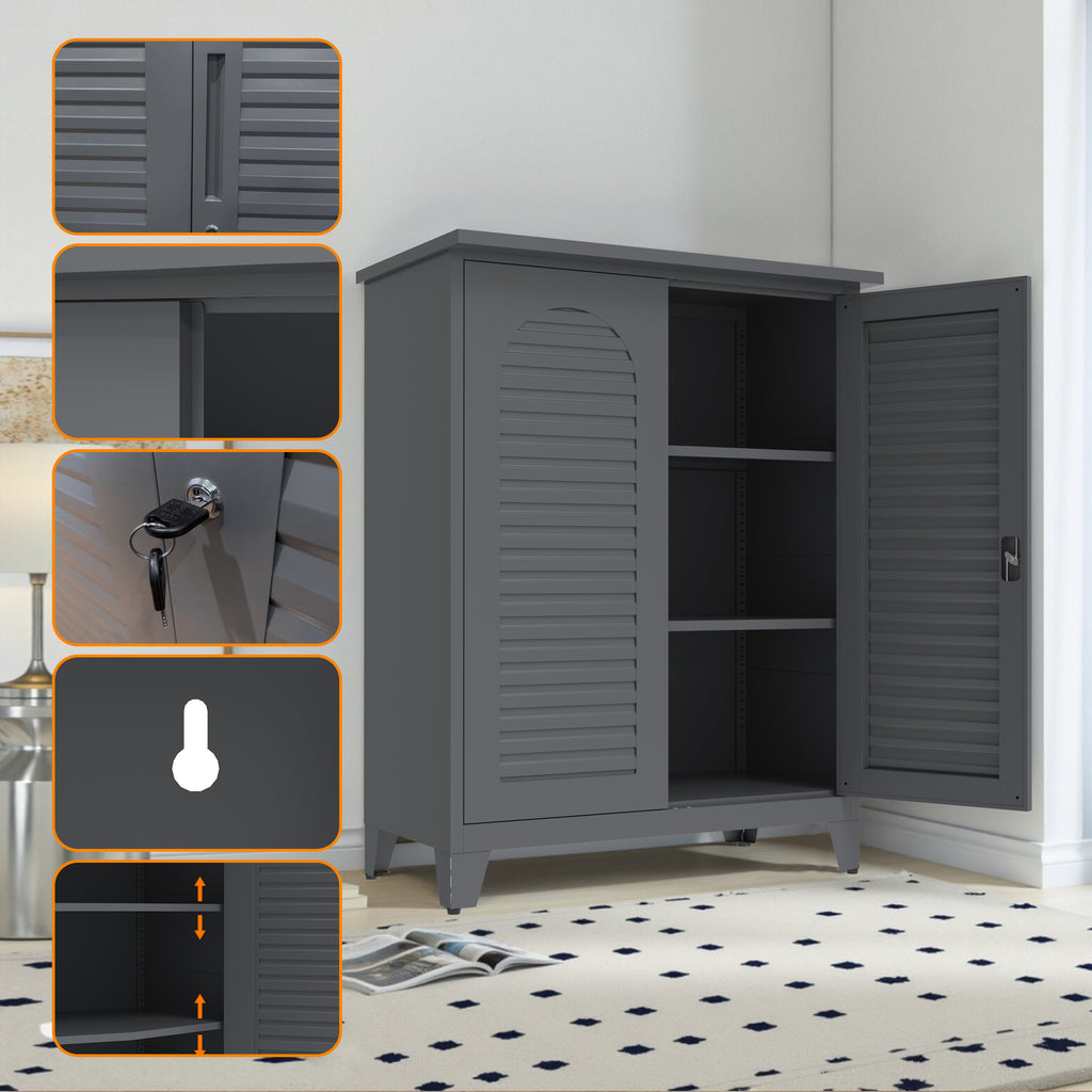 Wall Mountable Metal Tool Storage Cabinet with Pegboard, 47 Inch – image 2