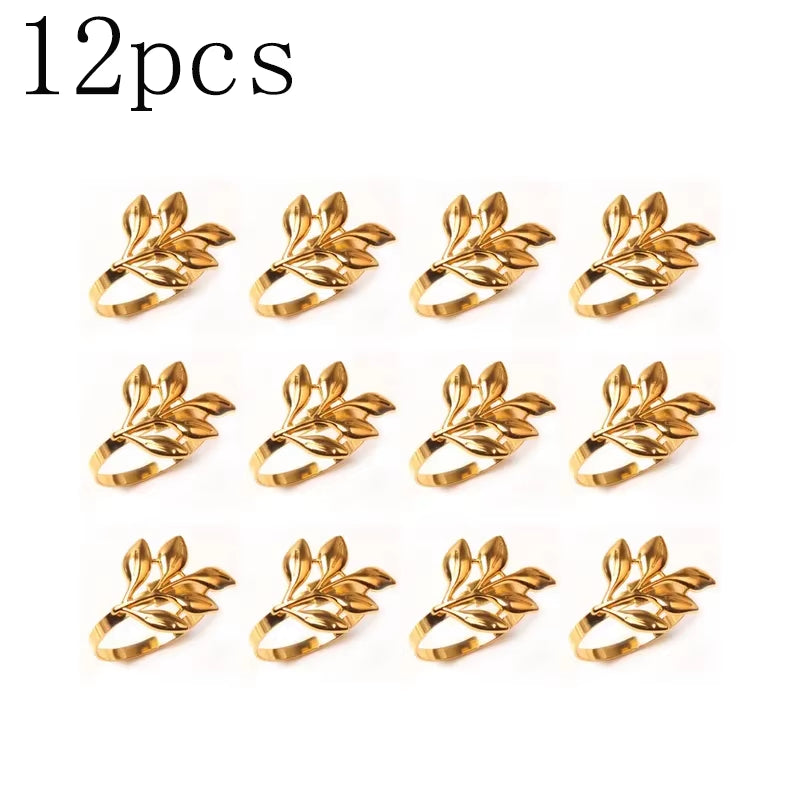 Napkin Rings – 12-Piece Metal Autumn Leaf Set