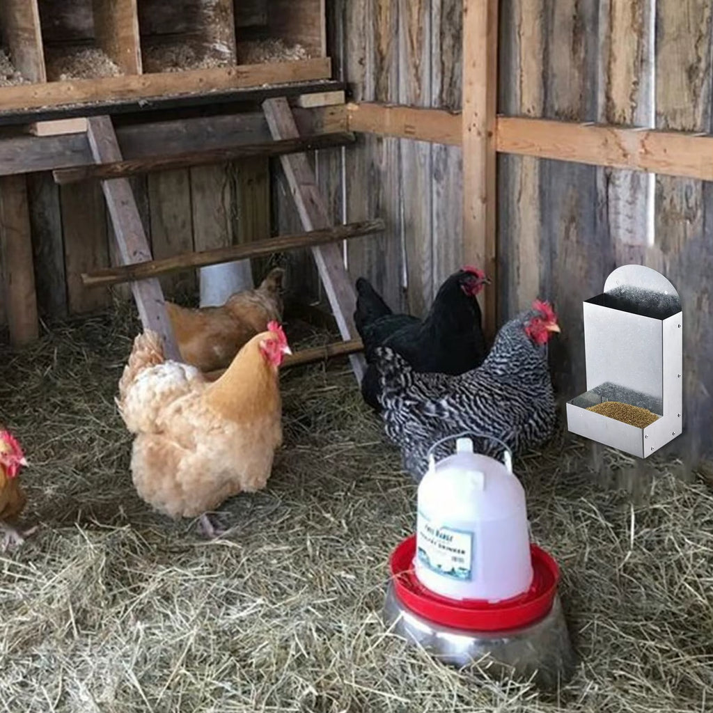 Galvanized Steel Chicken Grit and Oyster Shell Feeder Wall Mount – image 3