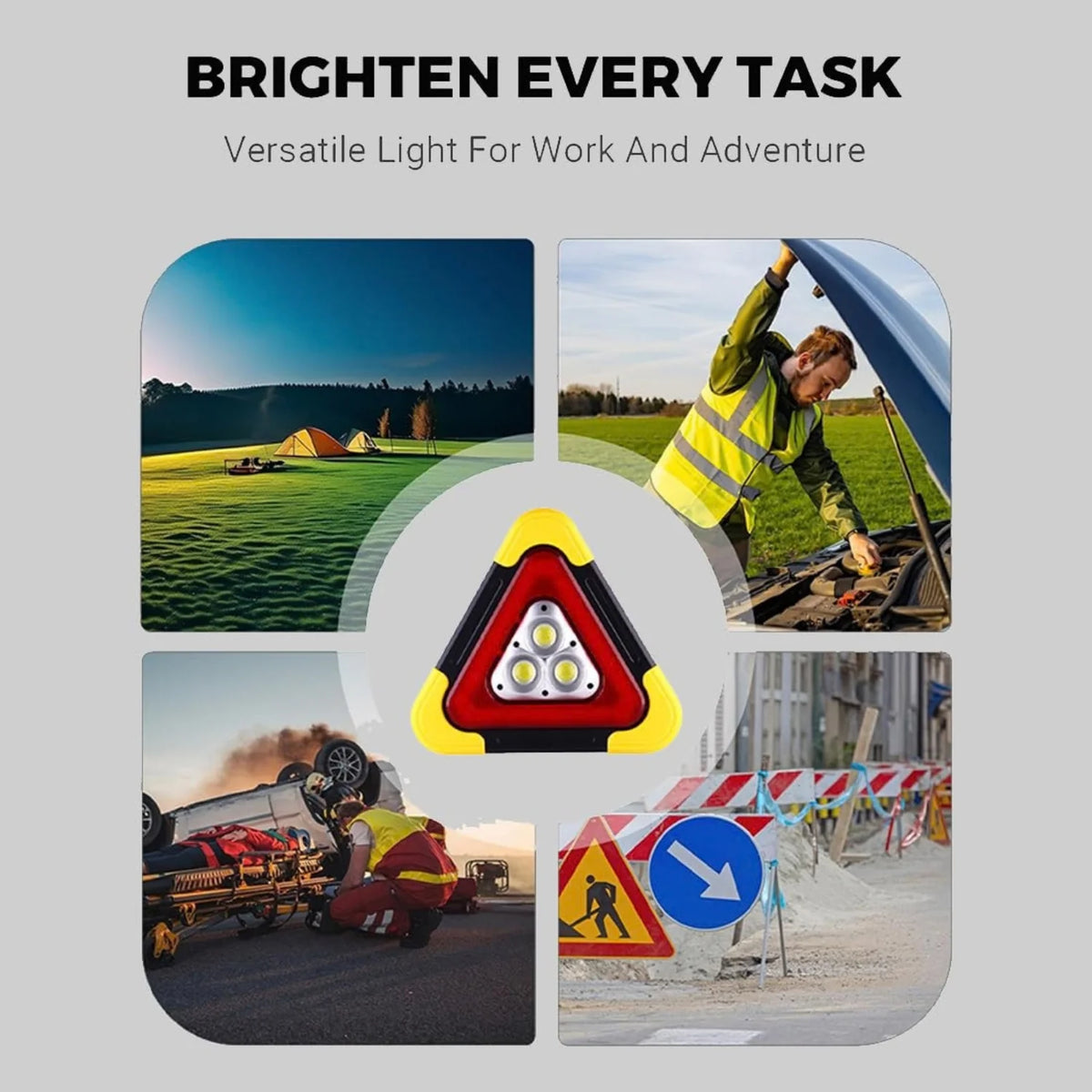 LED Emergency Triangle Warning Light USB Rechargeable Solar – image 7