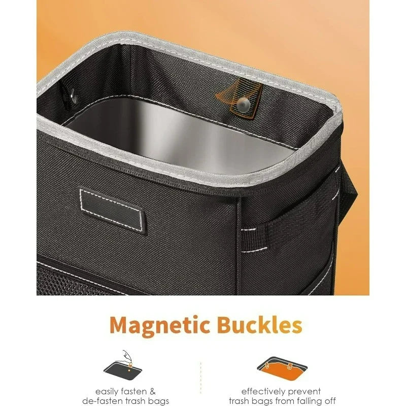 Car Trash Can with Lid, 2-Gallon Leak-Proof Bin with Pockets – image 3
