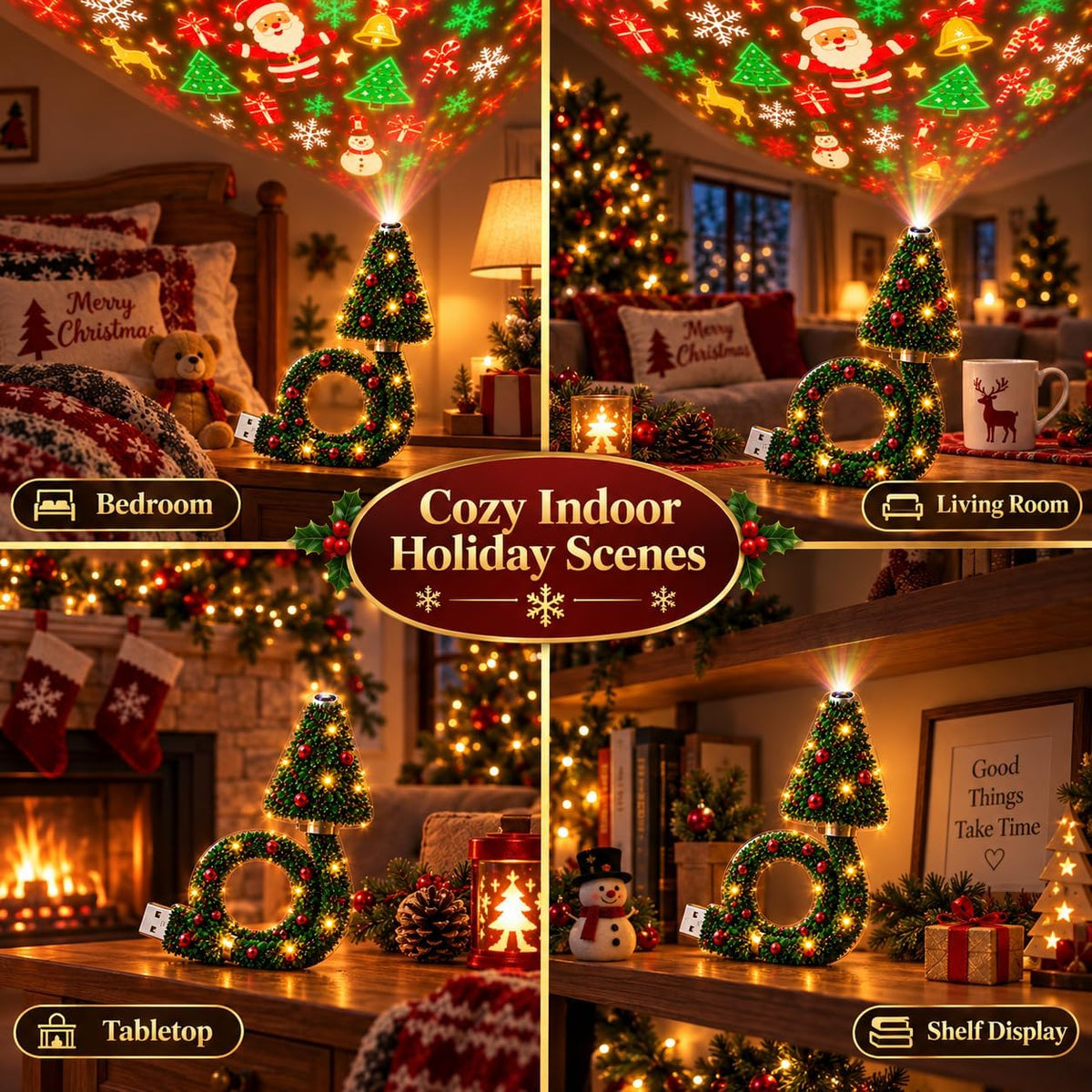 Christmas Tree Projector Light, USB Indoor Holiday Projector – image 7