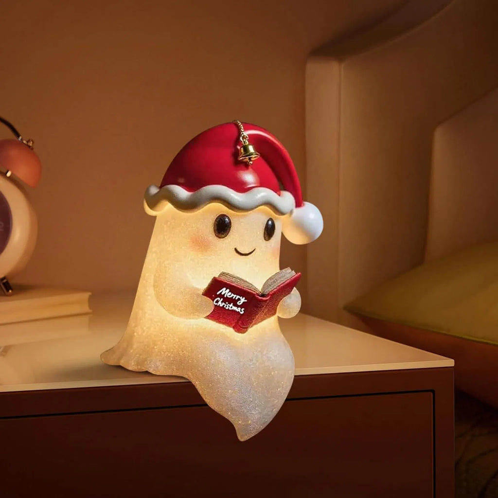 Ghost Reading Lamp with Christmas Hat, Light-Up Figurine – image 4