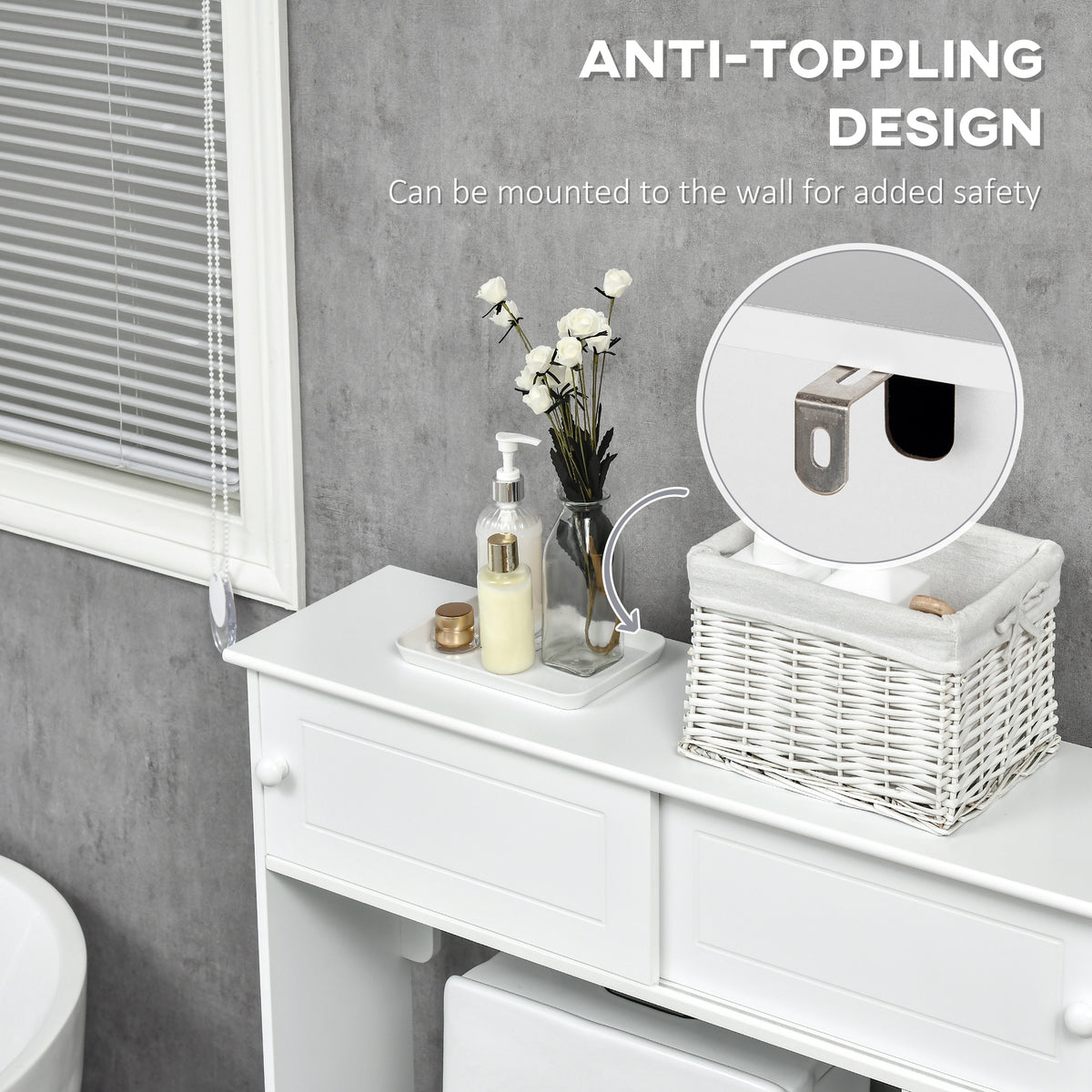 Over-the-Toilet Bathroom Cabinet with Adjustable Shelves, White – image 4