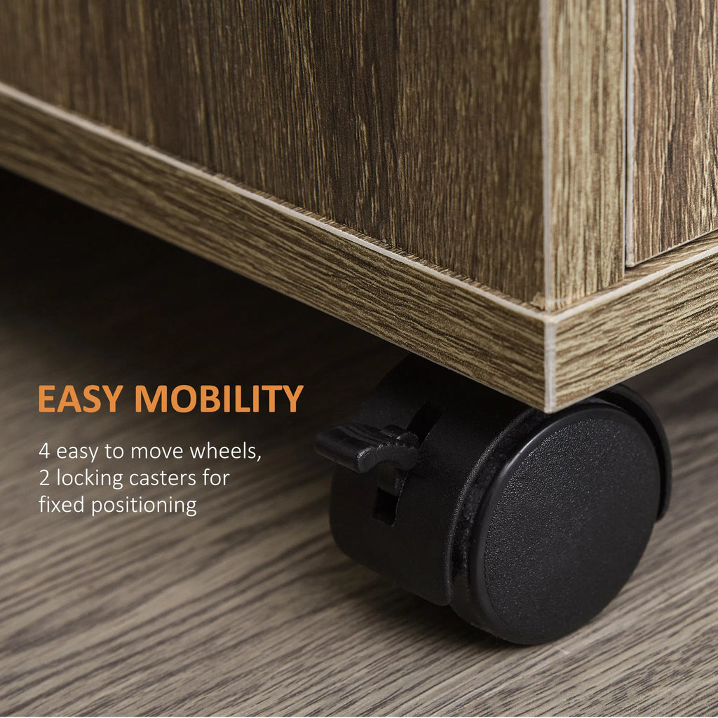 Microwave Cart on Wheels with 2-Door Cabinet, Grey Wood Grain – image 6