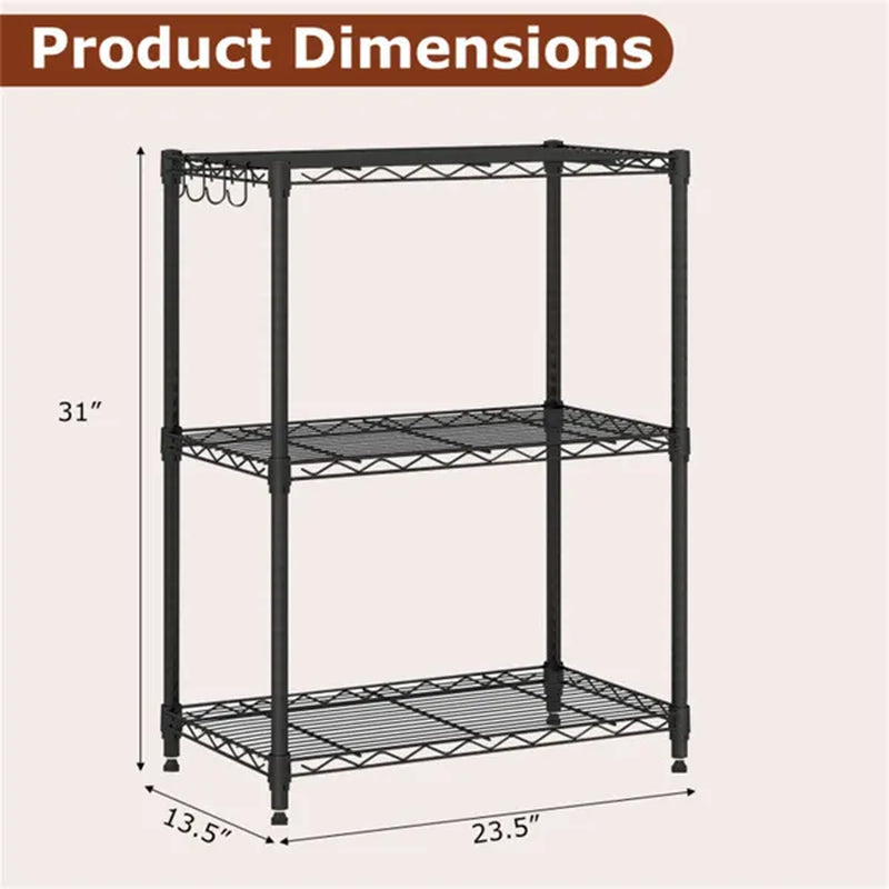 3-Tier Industrial Bookshelf with Guardrails, Black Metal Shelf – image 4