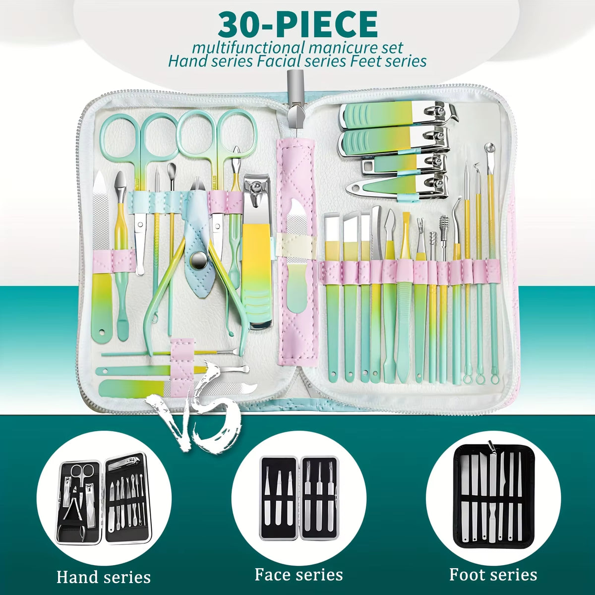 Manicure Set 30-Piece Stainless Steel Nail Clipper Kit – image 6