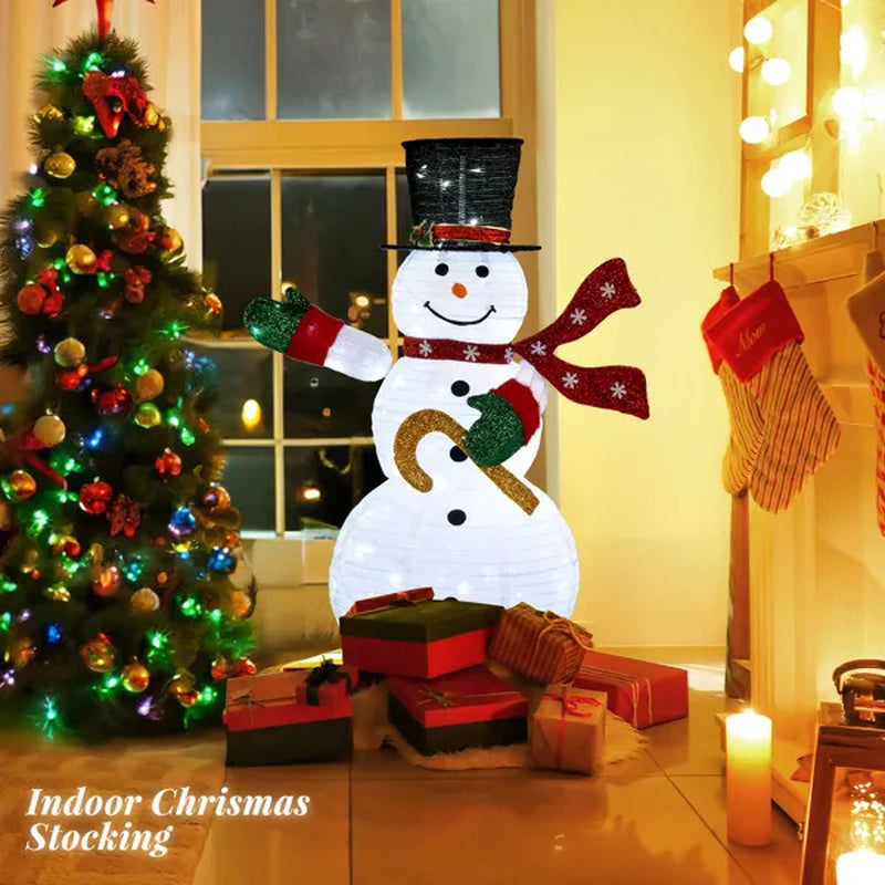 4 Ft Lighted Pop-Up Snowman Yard Decoration with 100 Leds