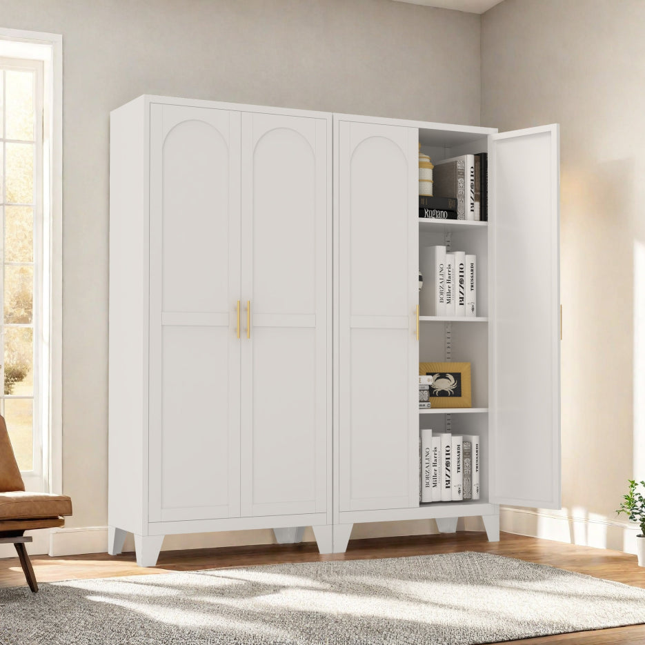 61 in Metal Storage Cabinet with Doors and Adjustable Shelves, White – image 7