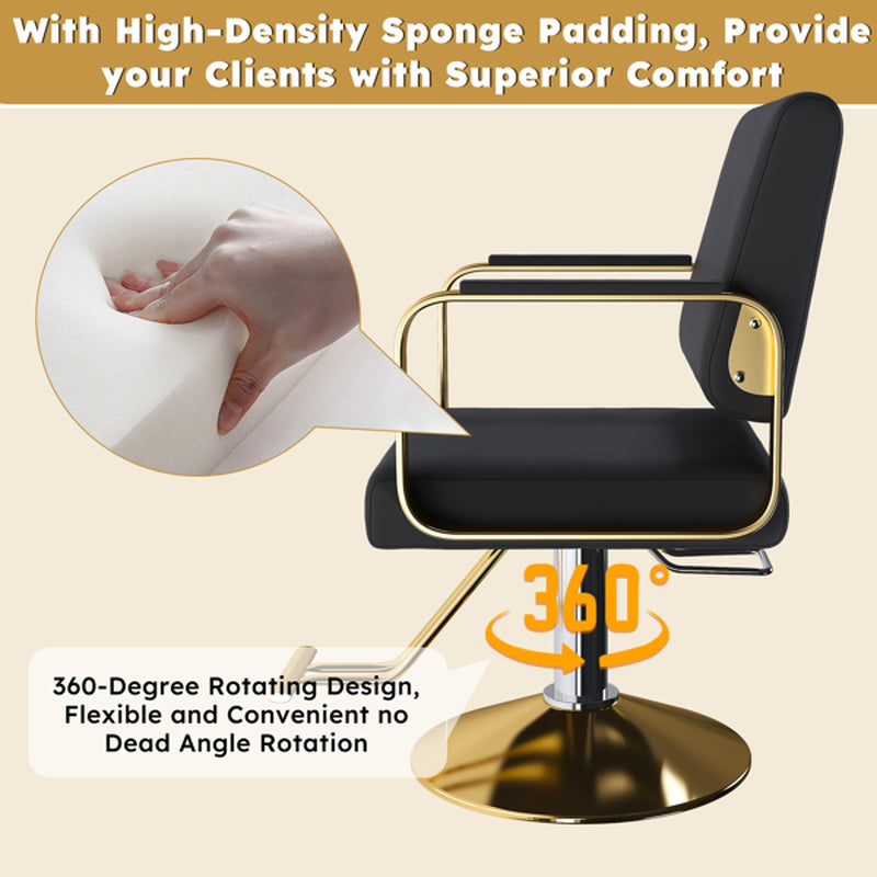 Hydraulic Pump Hairdressing Chair, 360 Swivel Non-Tilting Styling Seat – image 3