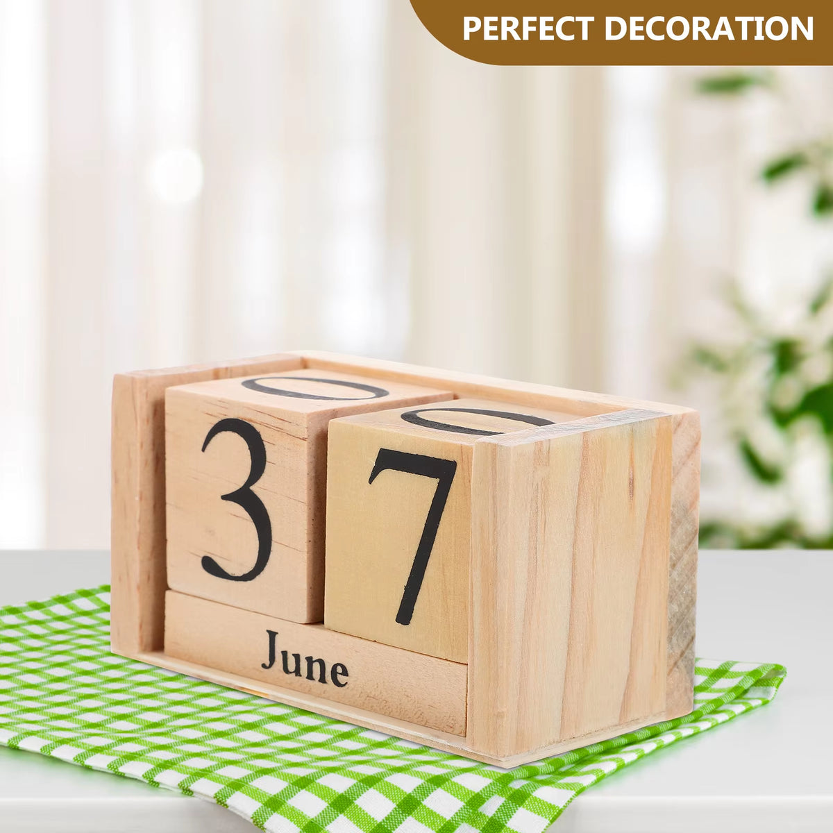 Perpetual Desk Calendar - Wooden Block Calendar, Black – image 5