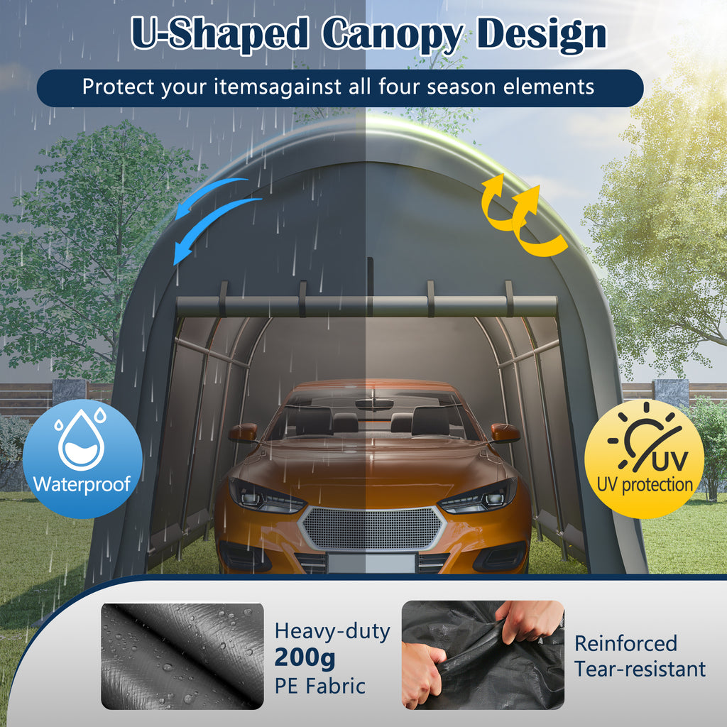 Heavy Duty 10 x 20 ft Snow-Resistant Carport with Steel Frame – image 5