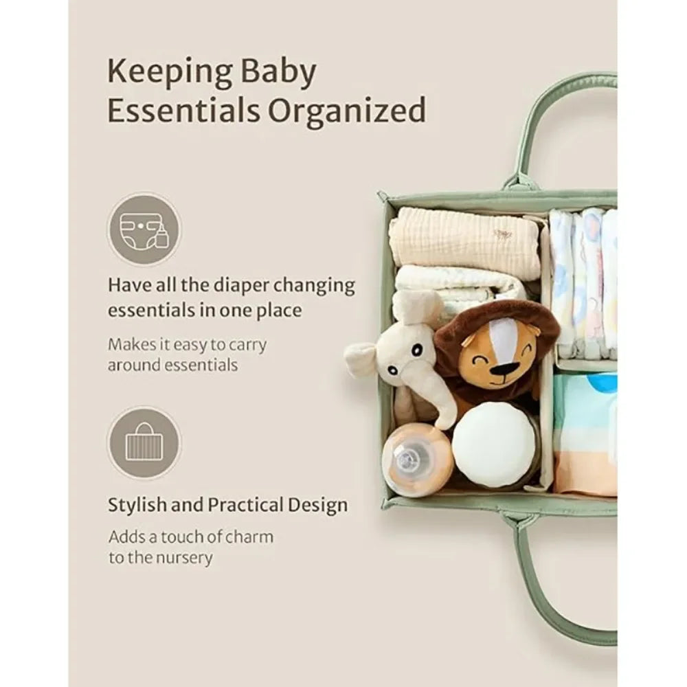 Light Green Diaper Caddy Tote for Changing Table and Car – image 4