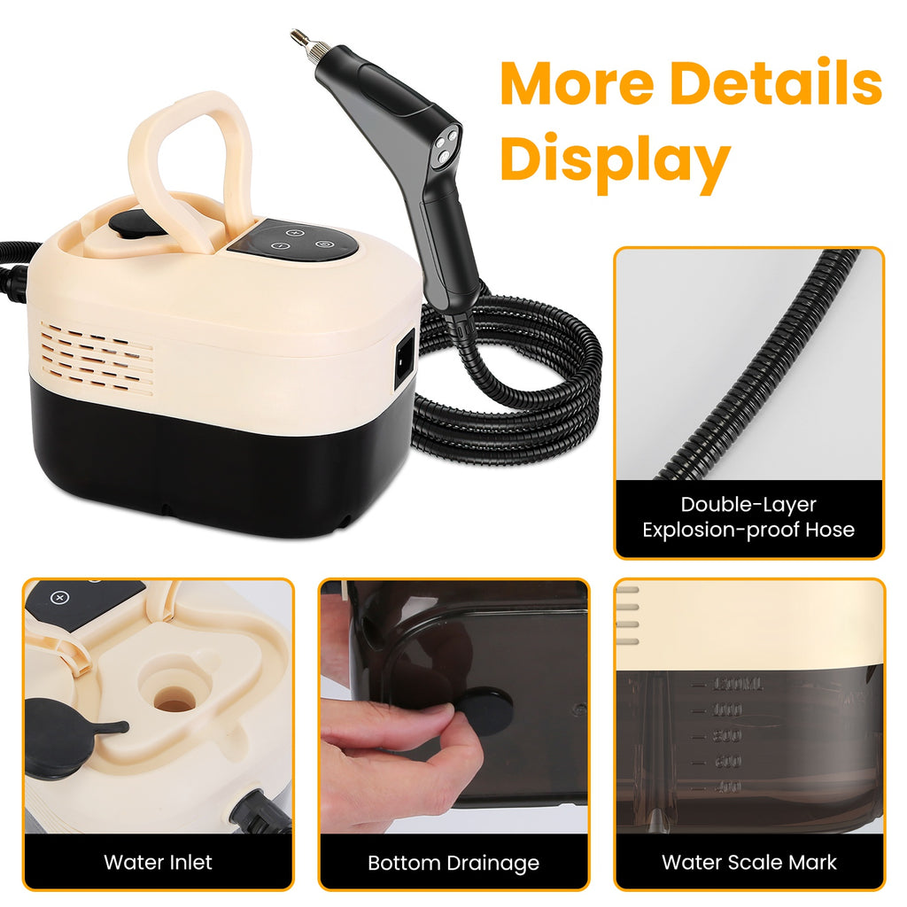 1500W Handheld Steam Cleaner with 1200 ml Tank and 6 Steam Levels – image 14